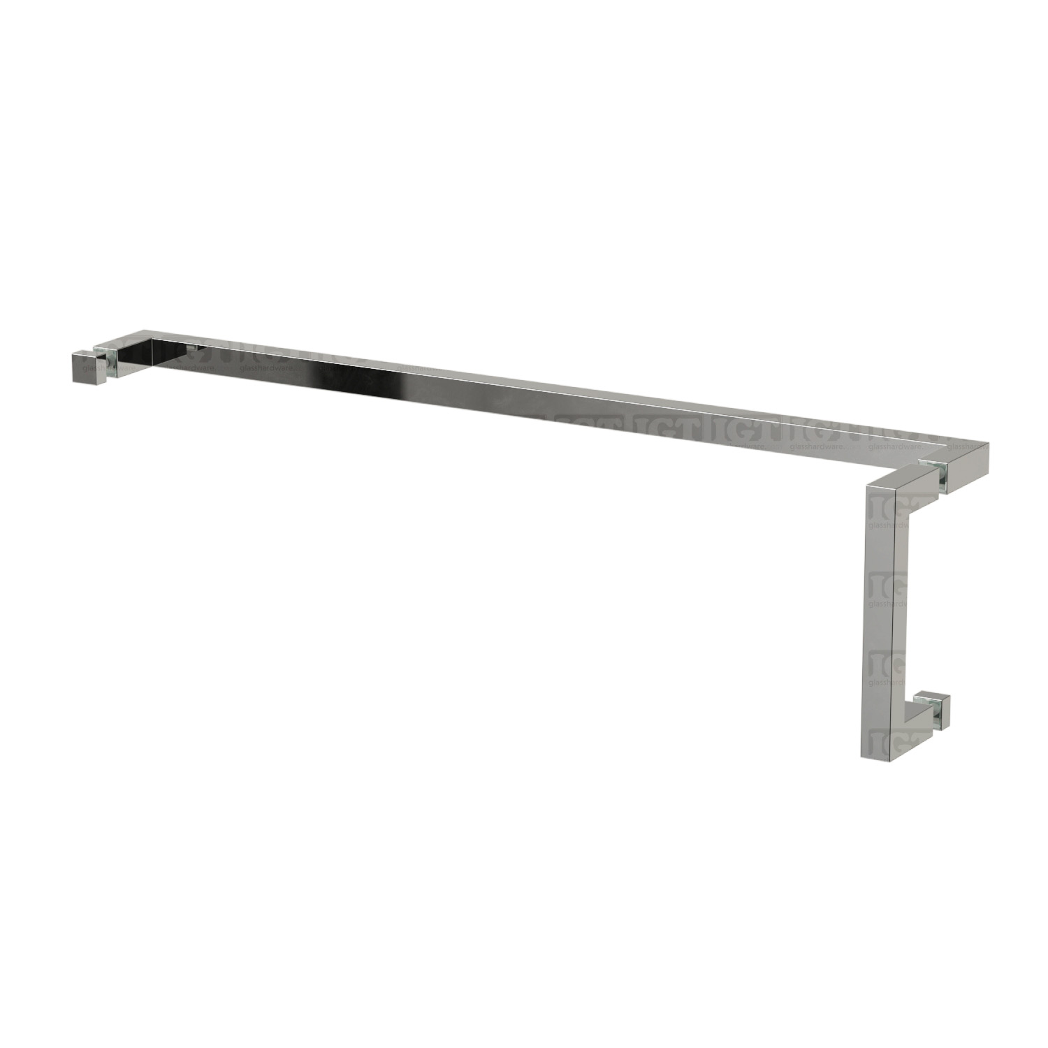 6" Pull & 24" Square Tube Towel Bar - Chrome Finish