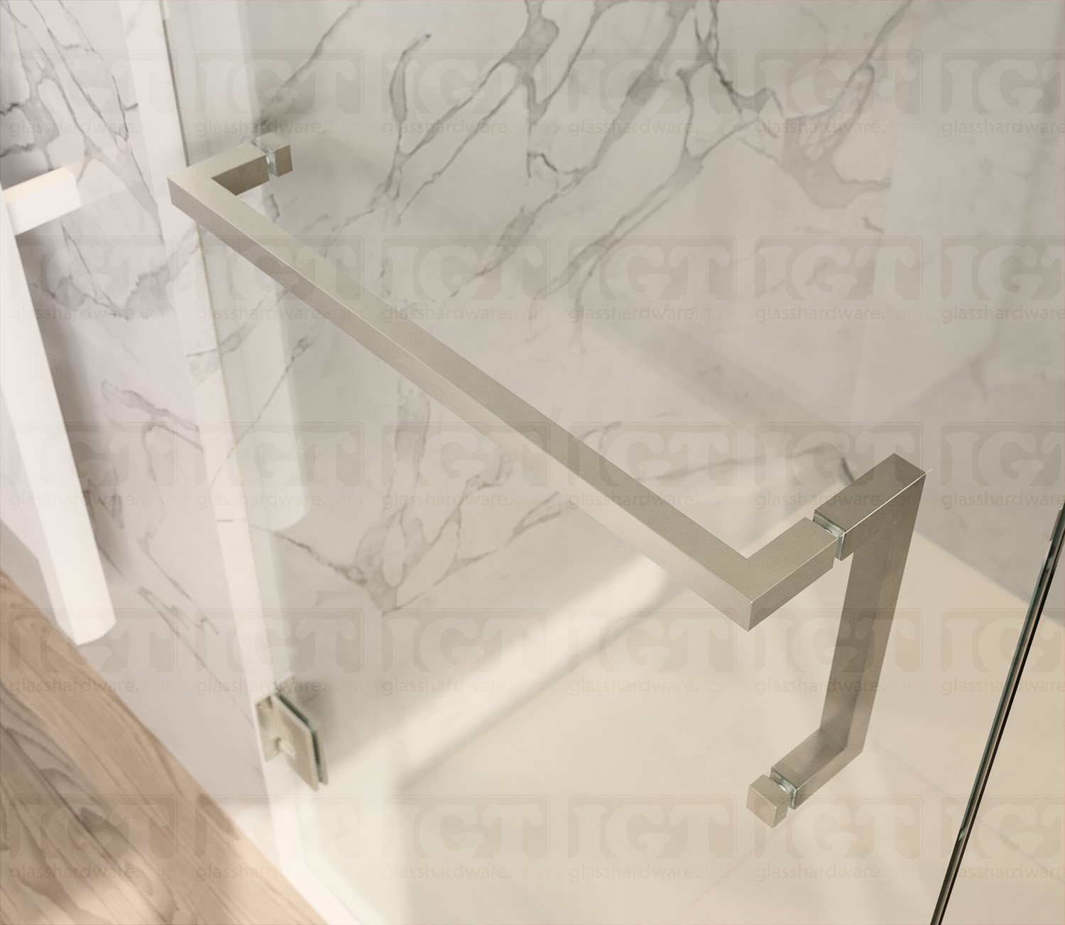 8" Pull & 18" Square Tube Towel Bar - Br Nickel Finish - Image 3