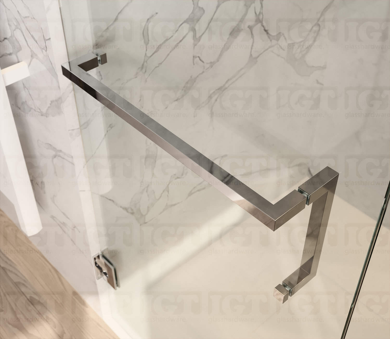 8" Pull & 18" Square Tube Towel Bar - Chrome Finish - Image 3