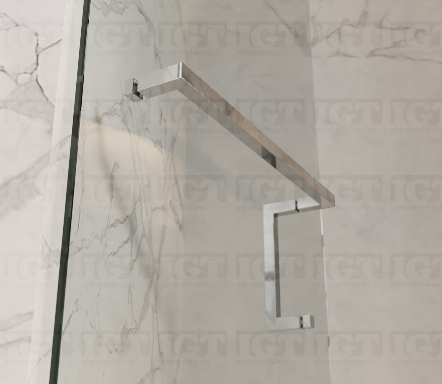 8" Pull & 18" Square Tube Towel Bar - Chrome Finish - Image 4