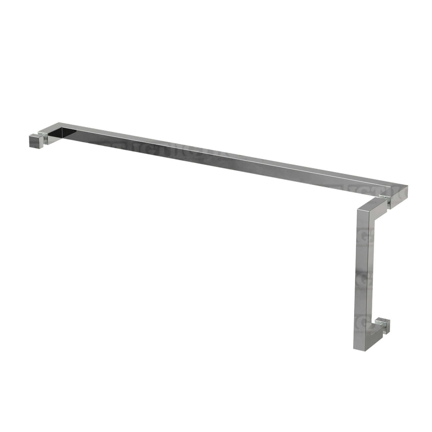 8" Pull & 24" Square Tube Towel Bar - Chrome Finish