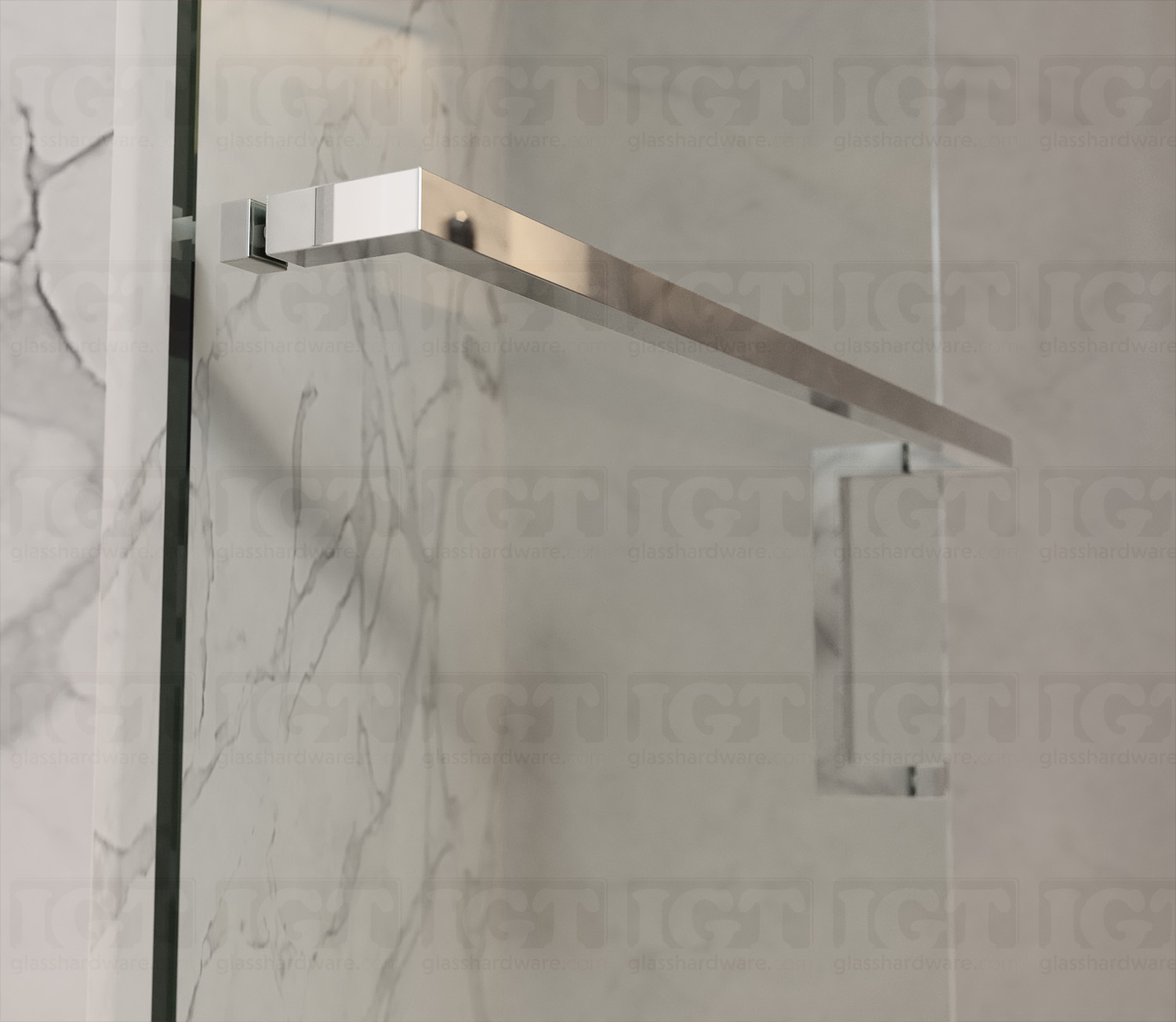 8" Pull & 24" Square Tube Towel Bar - Chrome Finish - Image 4