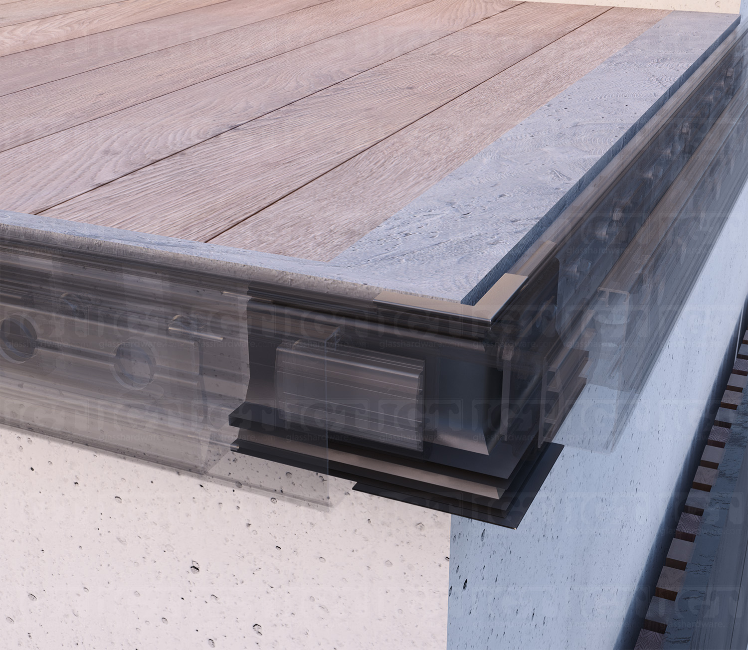 Tilt-Lock™ Base Shoe External 90 Degree Corner for Fascia Mount - Brushed Anodized Black - Image 4
