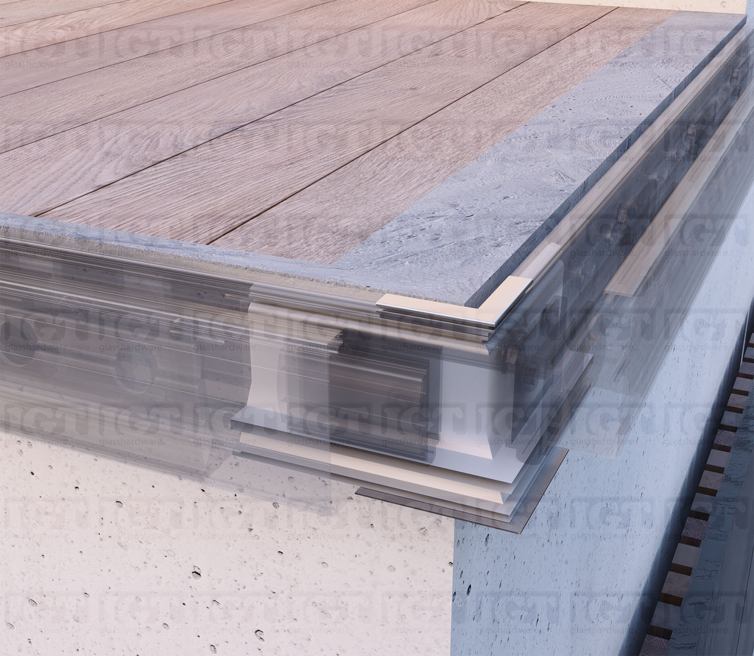 Tilt-Lock™ Base Shoe External 90 Degree Corner for Fascia Mount - Brushed Anodized Silver - Image 4