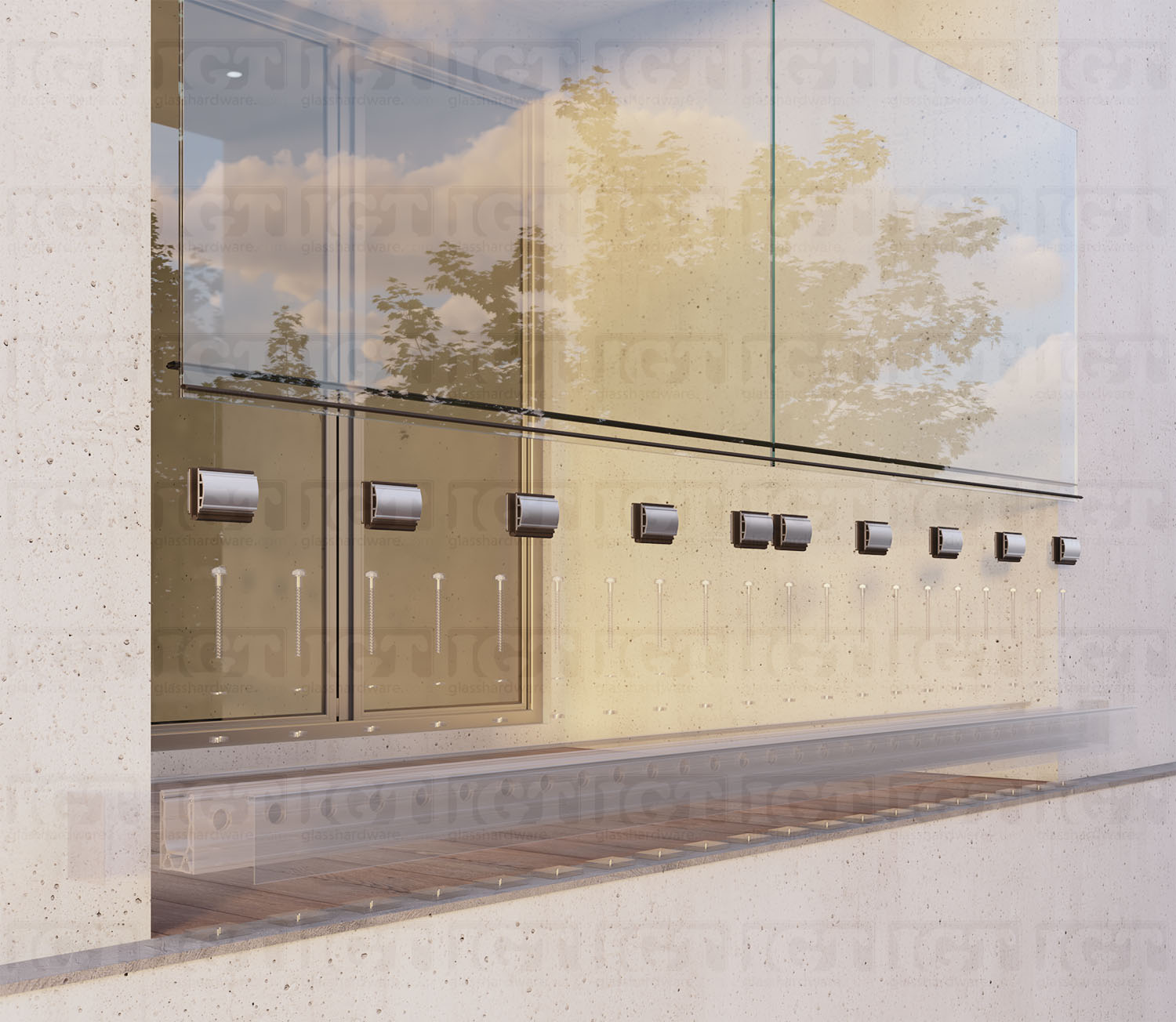 1/2” Tilt-Lock™ Glass Mounting Kit for 10’ Base Shoe - Image 3