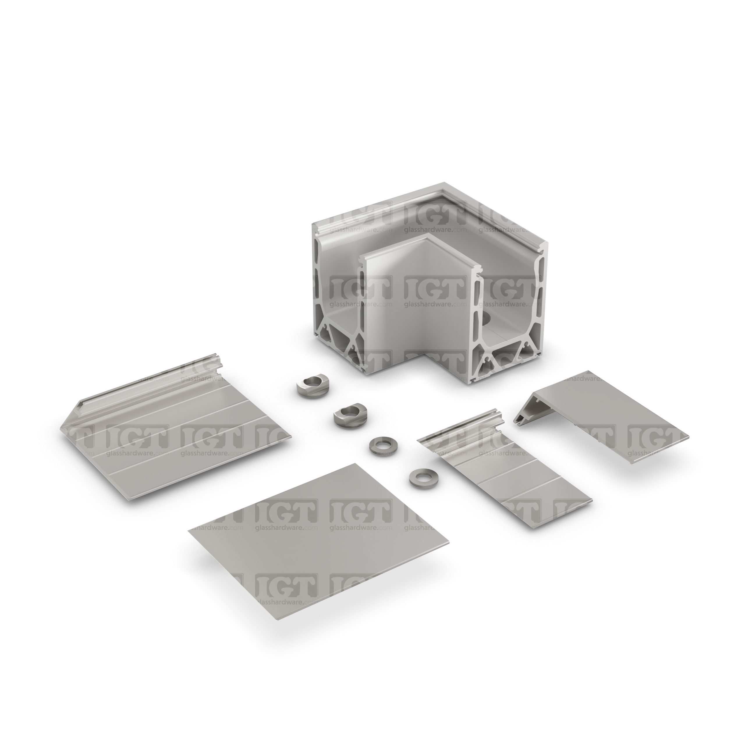 Tilt-Lock™ Base Shoe External 90 Degree Corner for Top Mount - Brushed Anodized Silver