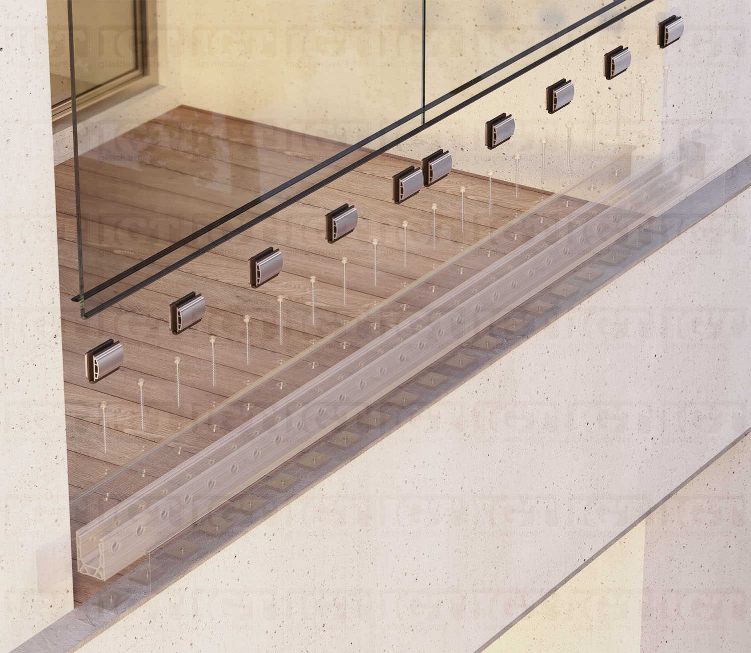 1/2” Tilt-Lock™ Glass Mounting Kit for 20’ Base Shoe - Image 2