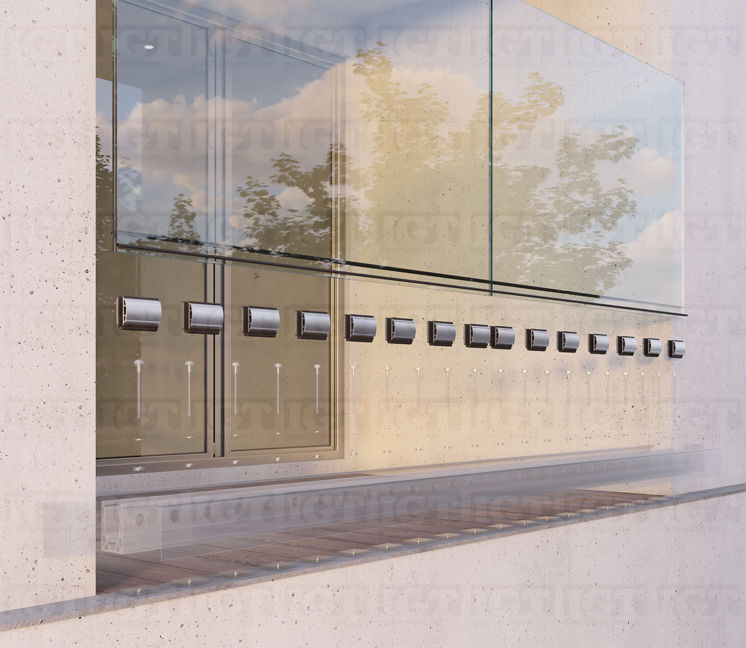 13/16” Tilt-Lock™ Glass Mounting Kit for 20’ Base Shoe - Image 3