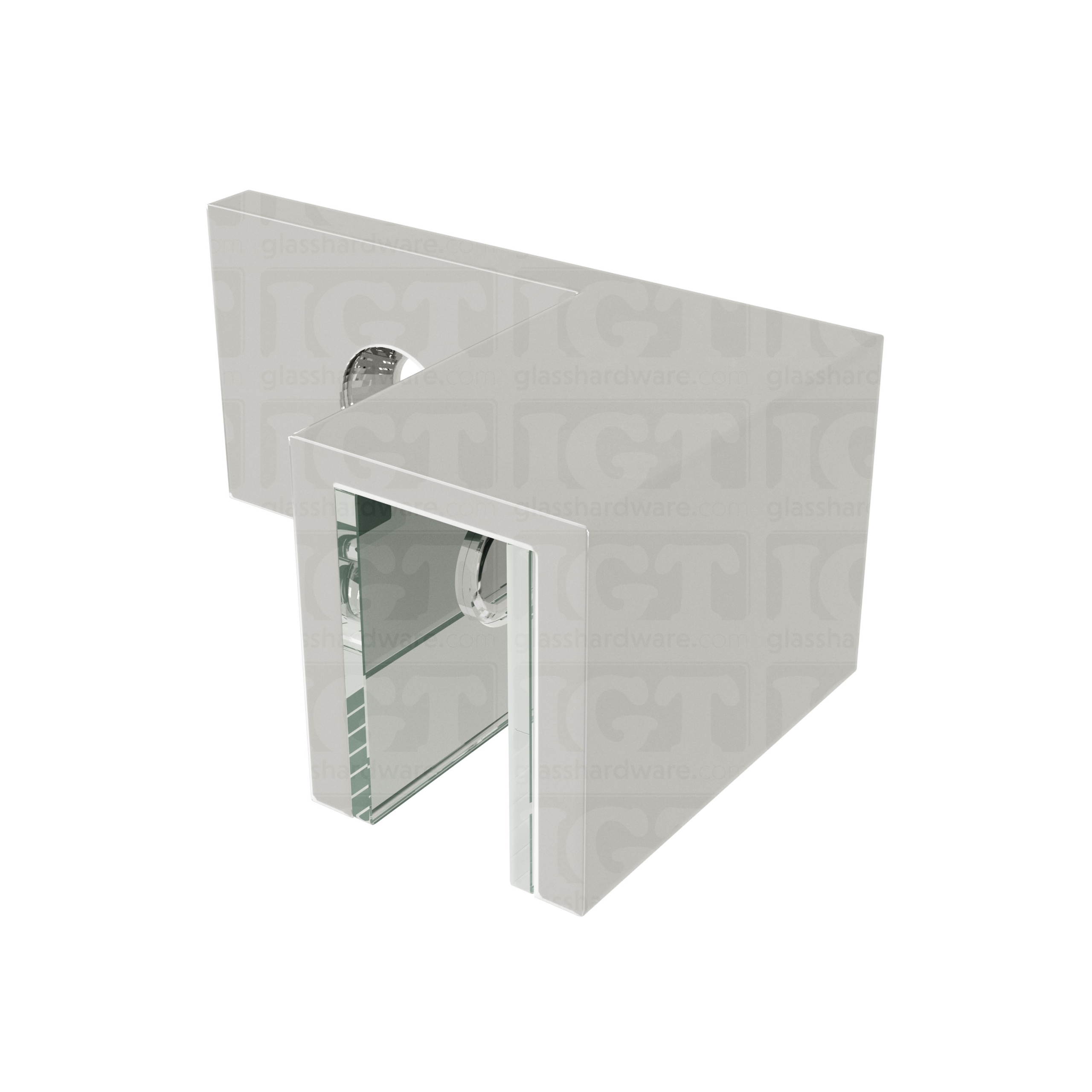 The Right Wall-to-Glass Sleeve Over Clamp in Chrome Polished.