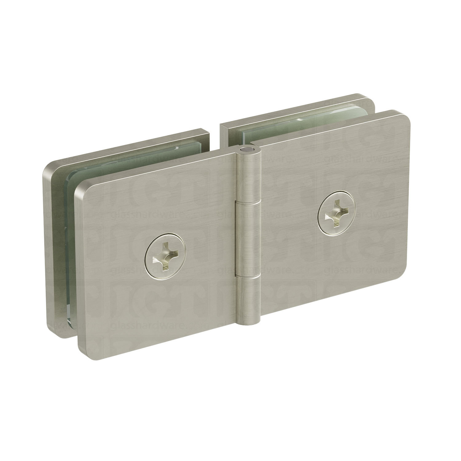 The back side of the Glass-to-Glass Adjustable Clamp in Brushed Nickel.