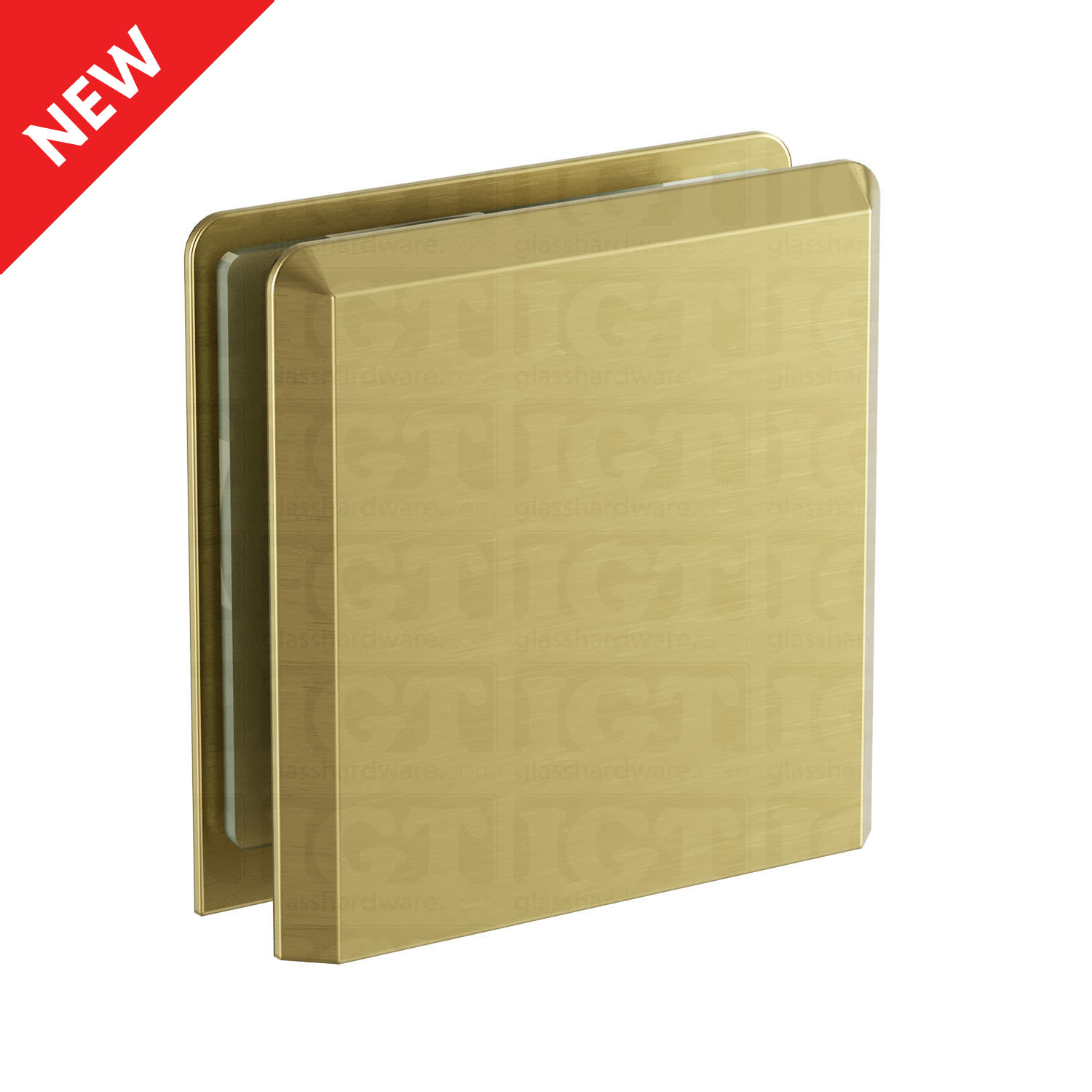 The Oversized Wall-to-Glass Bilboa Clamp in Gold Brushed.