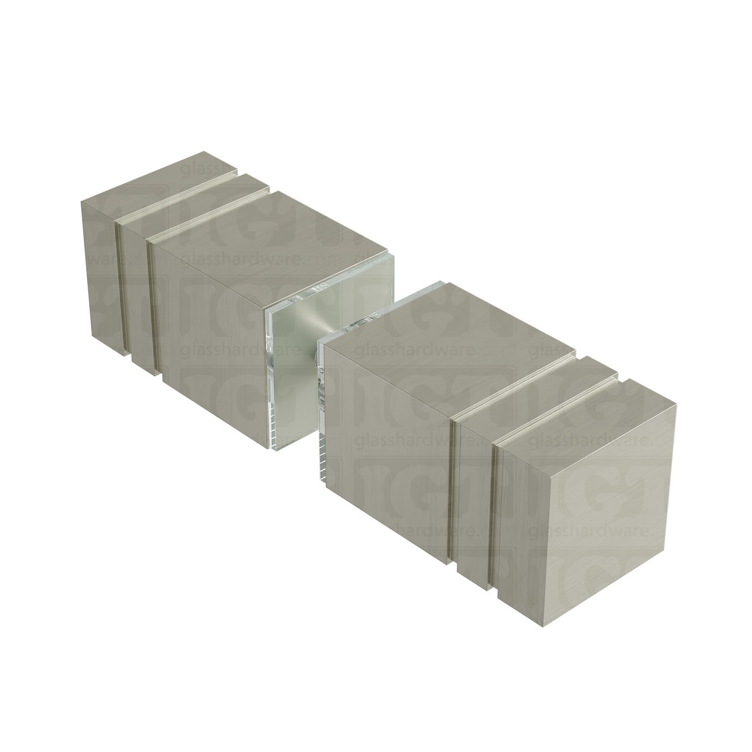 The Square Back-to-Back Door Knob in Brushed Nickel.