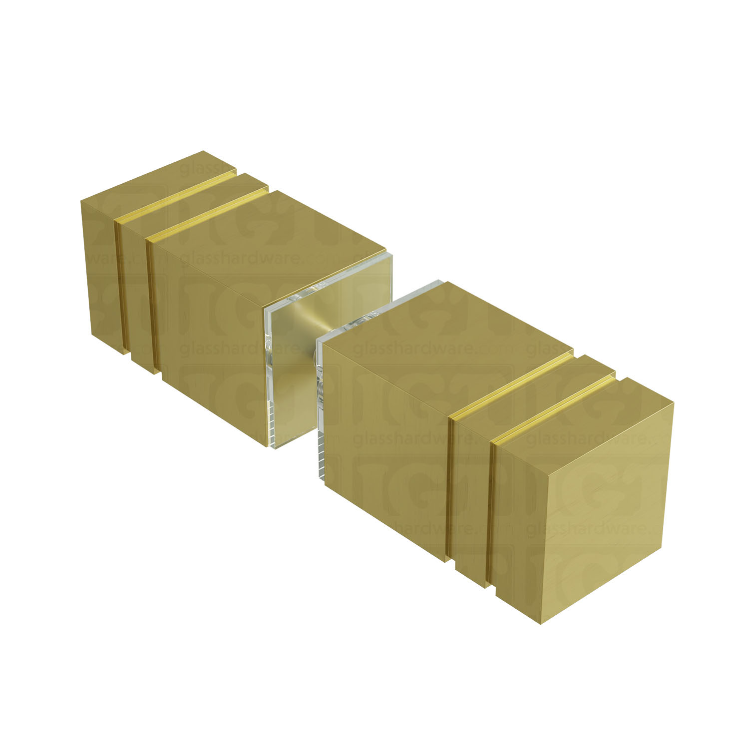 The Square Back-to-Back Door Knob in Gold Brushed.