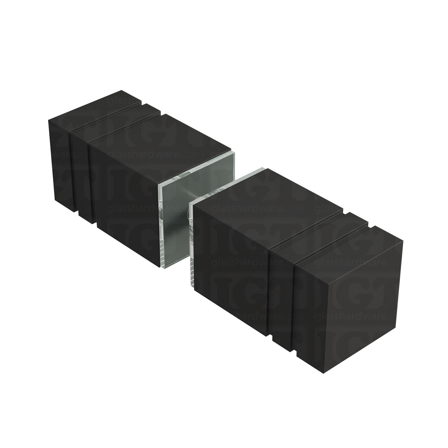 The Square Back-to-Back Door Knob in Matte Black.