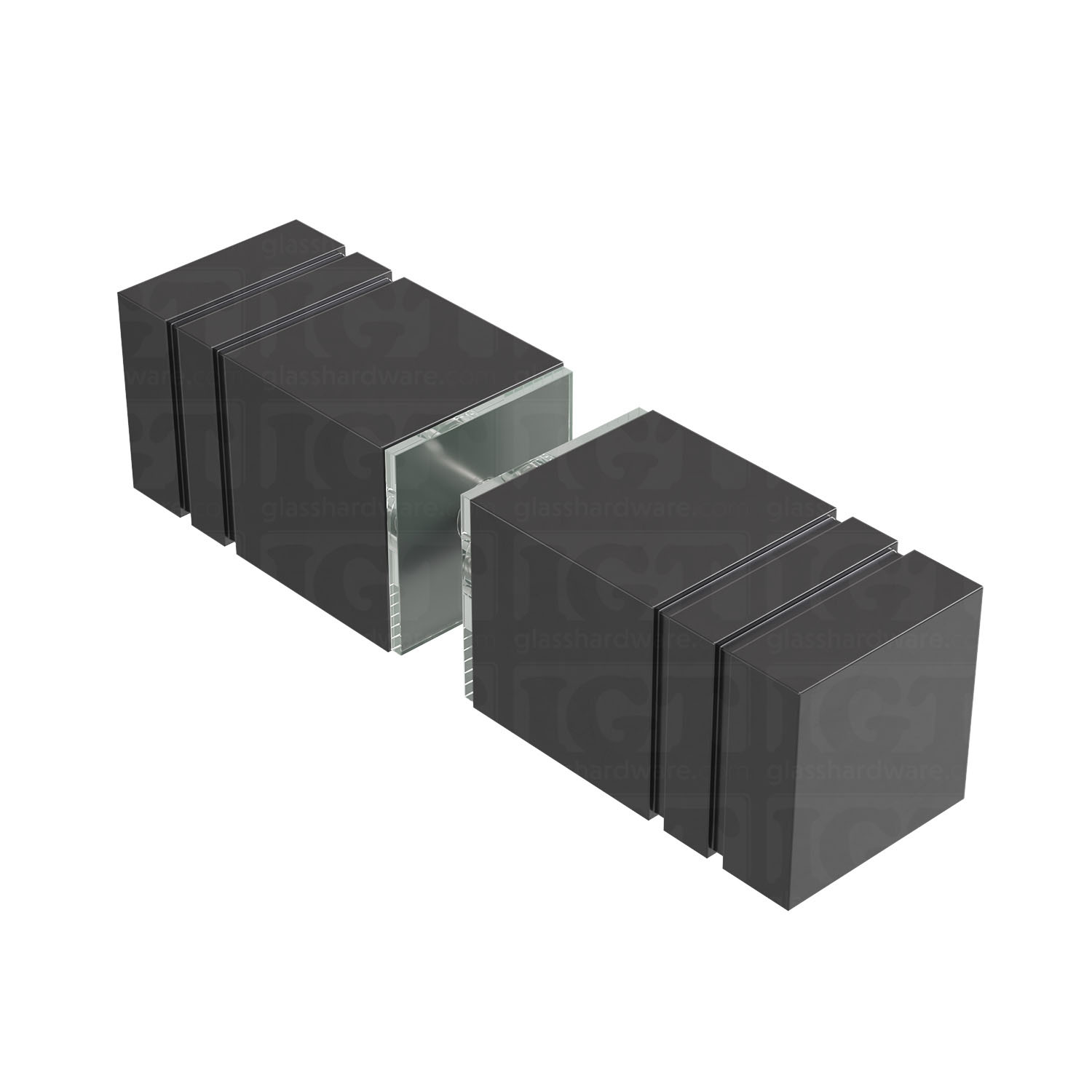 The Square Back-to-Back Door Knob in Polished Gun Metal.