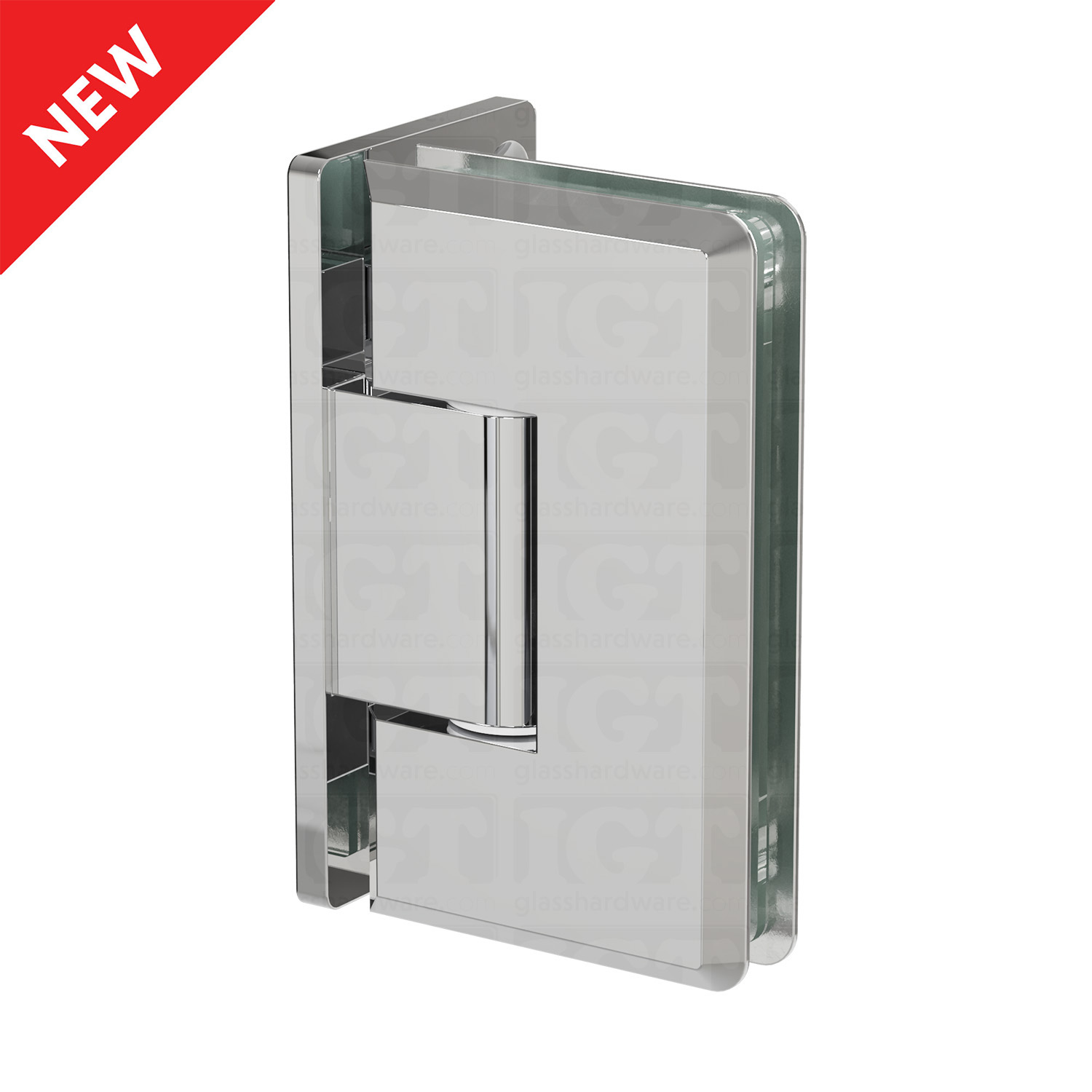 The Heavy Duty Wall-to-Glass Offset Back Bilboa Hinge in Chrome Polished.