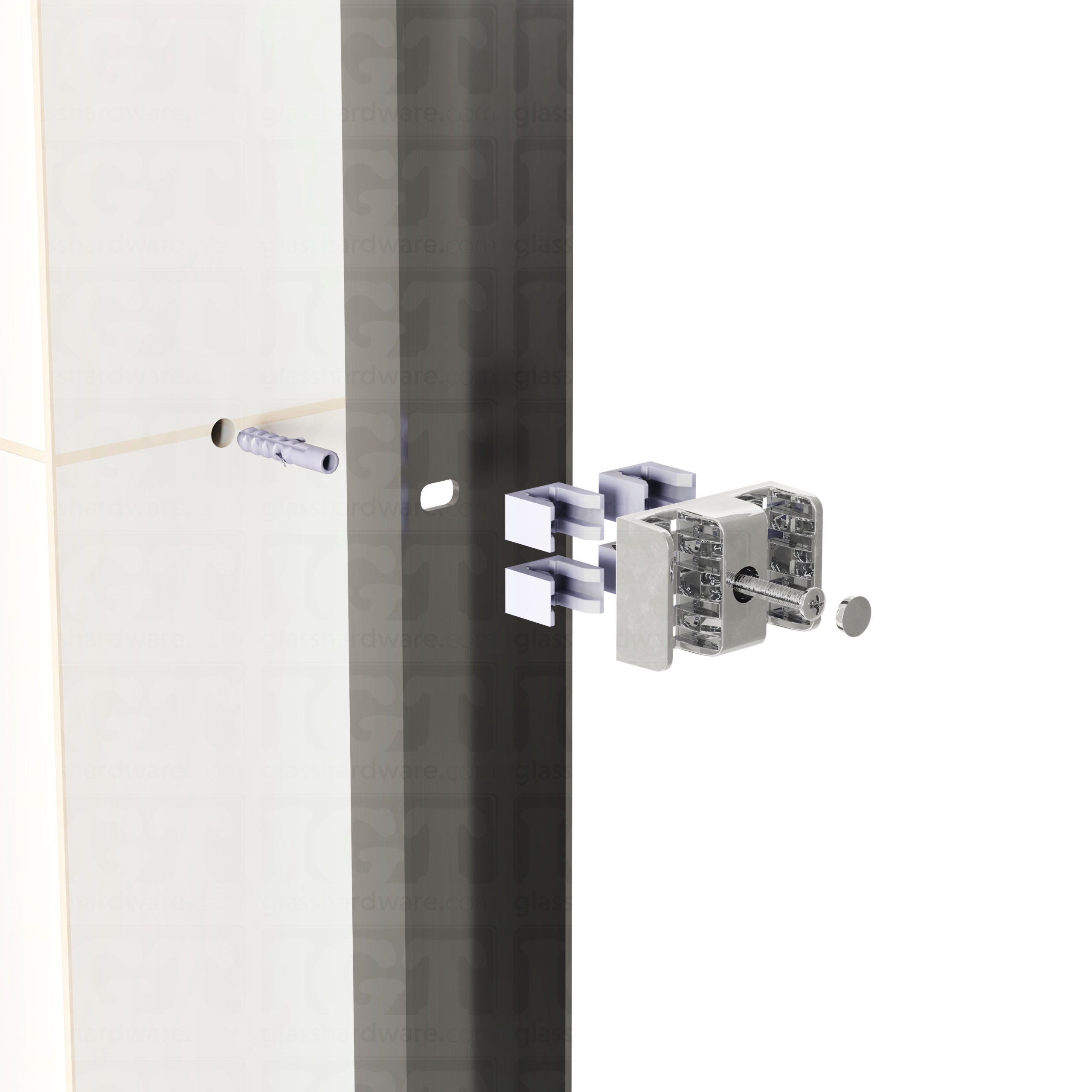 An exploded view of a Bumper for Bypass Sliding System assembly. The bumper is being installed onto a side jamb.