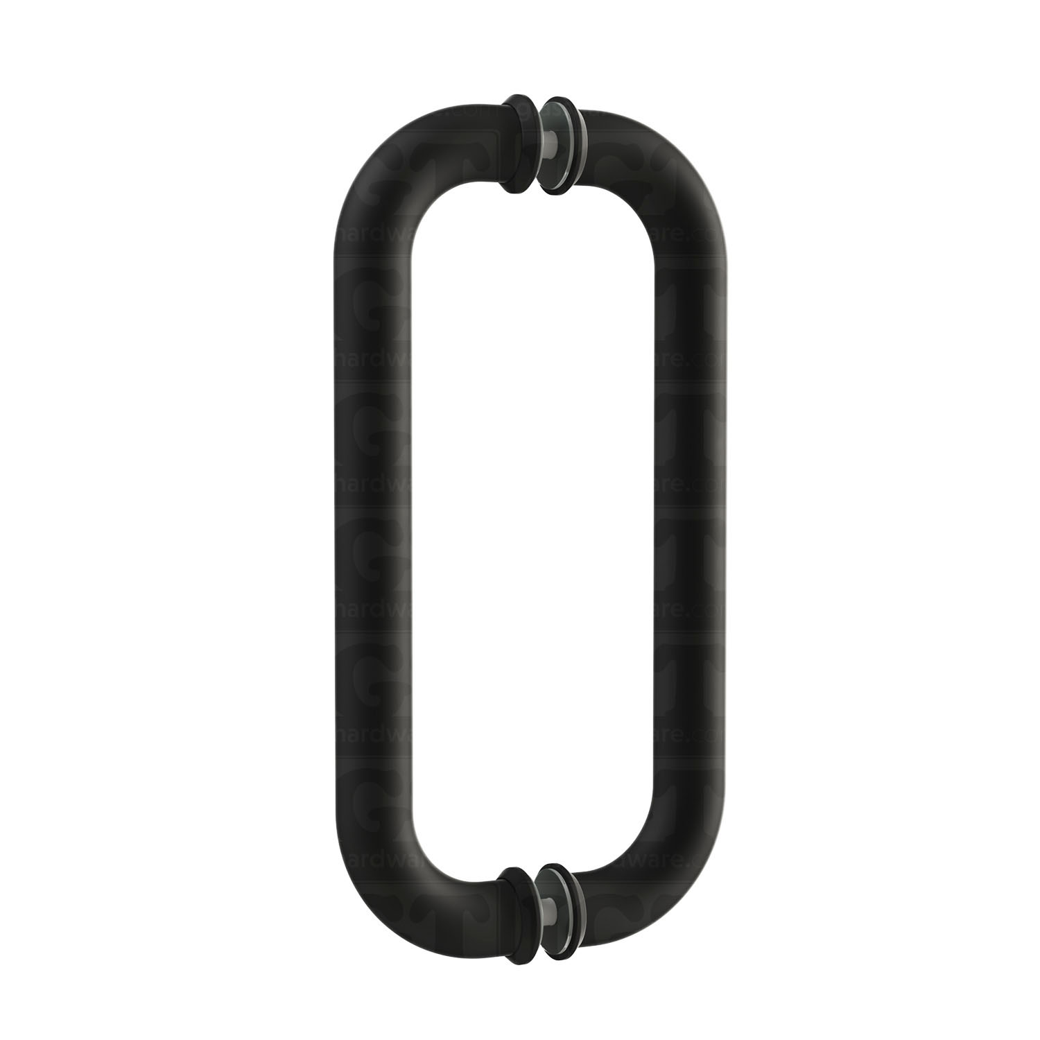 The 12-inch Back-to-Back Round Pull Handle in Matte Black.
