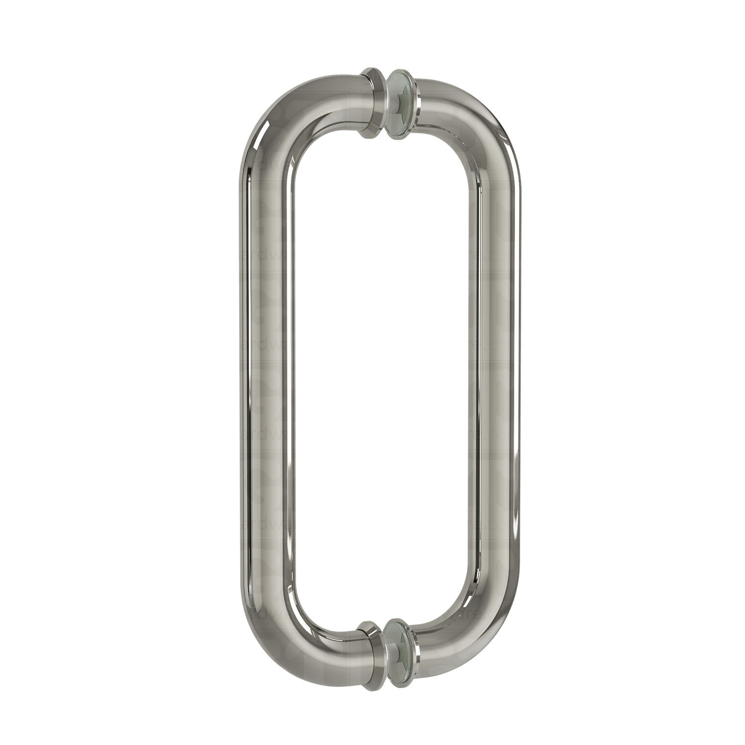 The 12-inch Back-to-Back Round Pull Handle in Polished Stainless.
