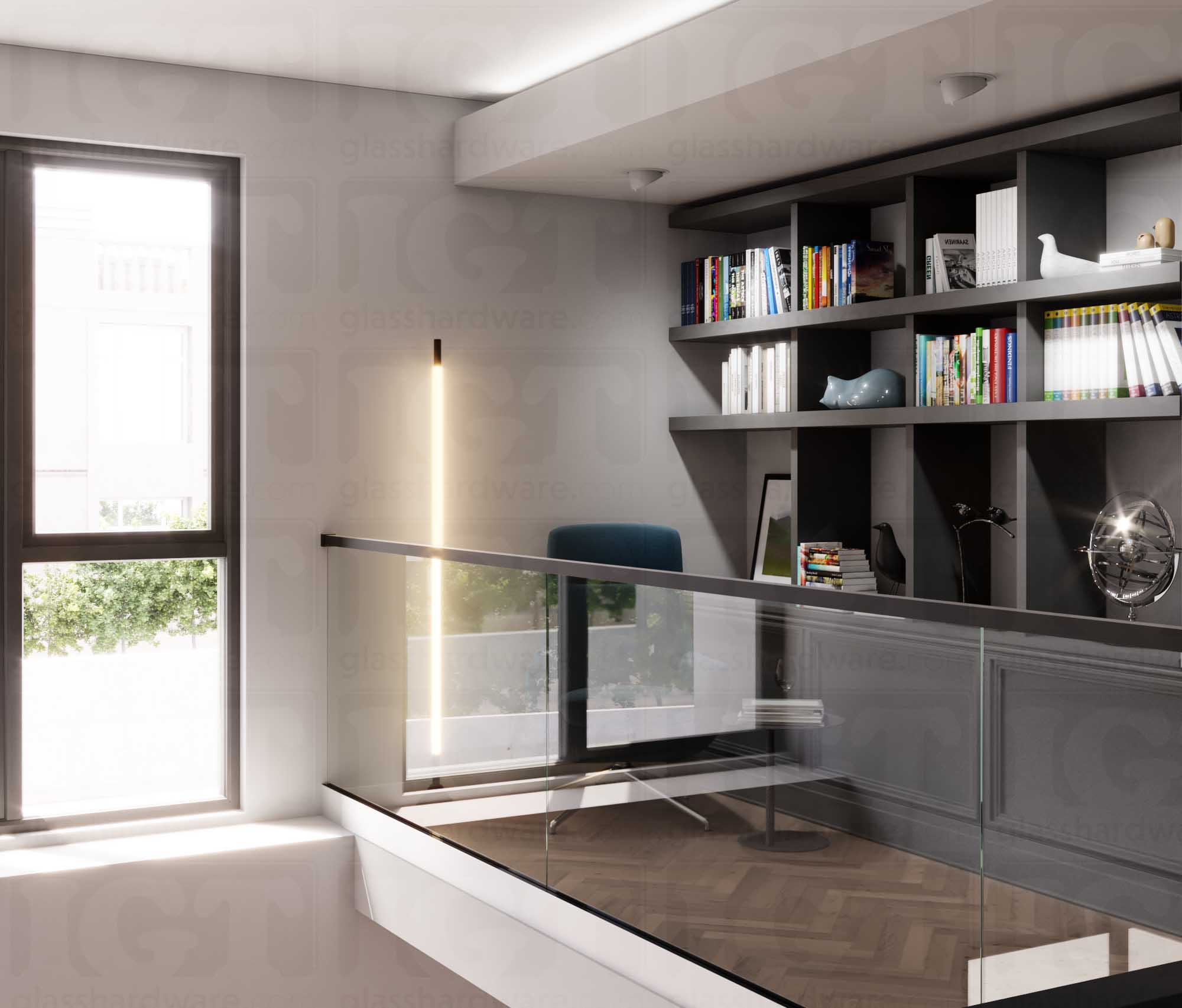 Wall Anchorage for Square Cap Rail - Matte Black - Image 2