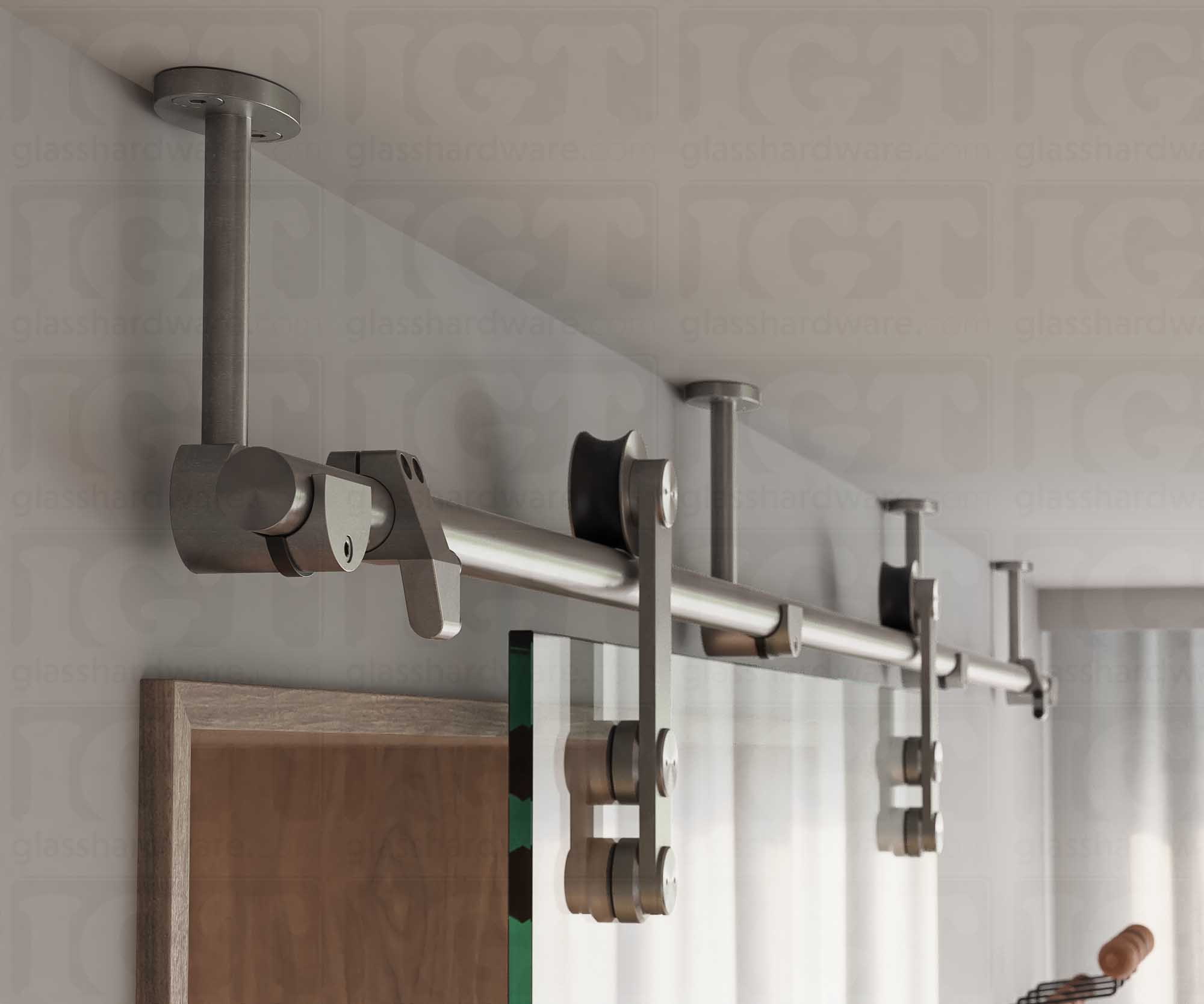 Ceiling Mount Bracket for Barn Door - Brushed Stainless - Image 5