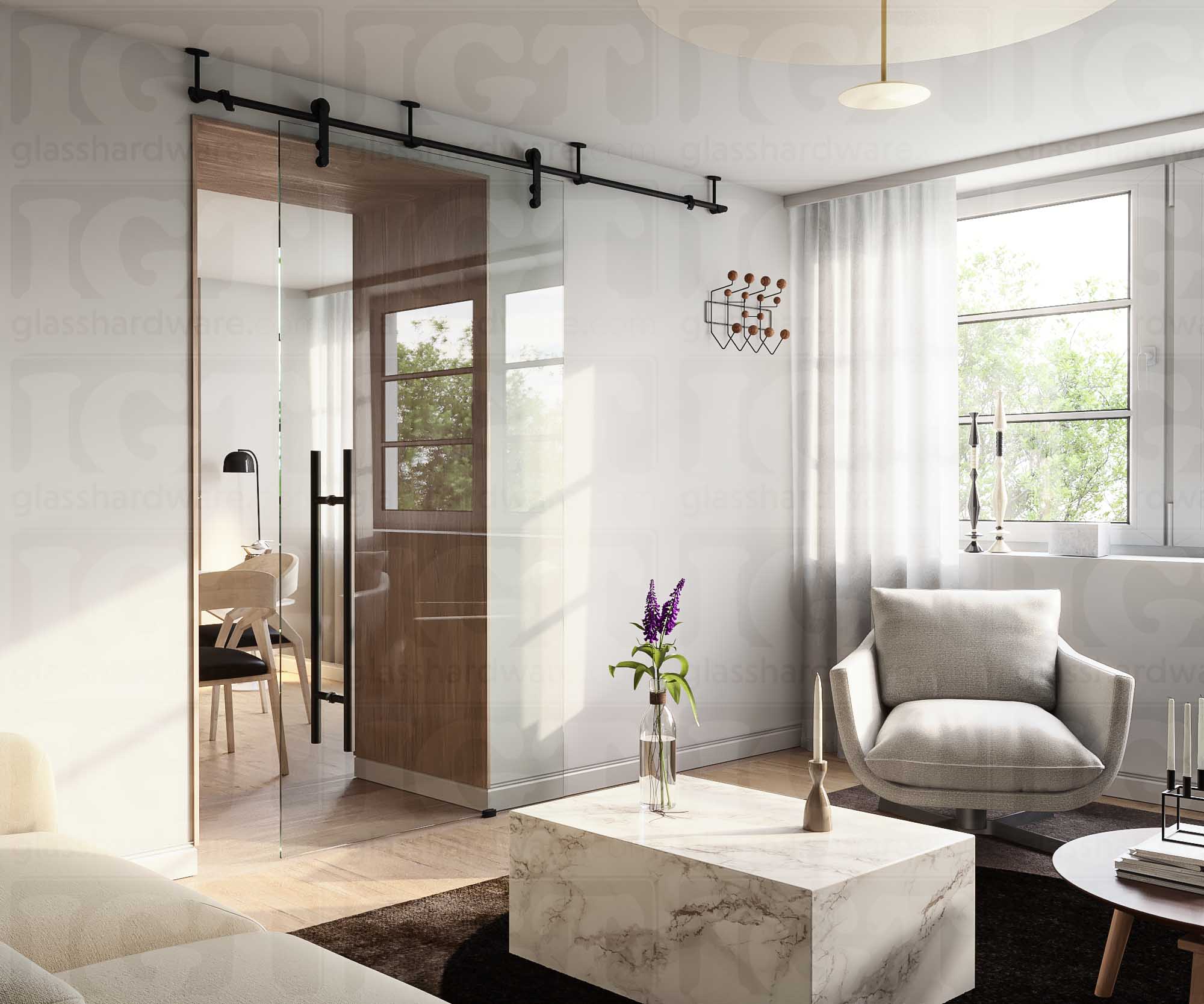 Ceiling Mount Bracket for Barn Door - Matte Black - Image 2