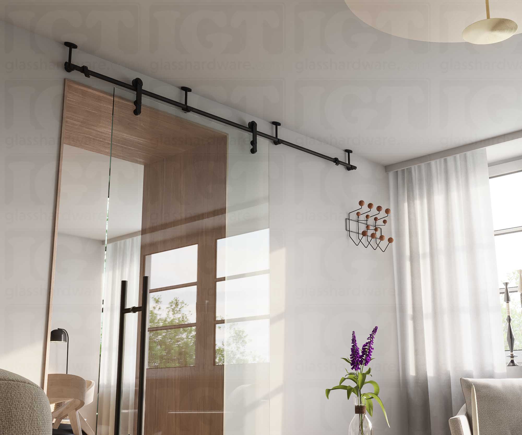 Ceiling Mount Bracket for Barn Door - Matte Black - Image 4