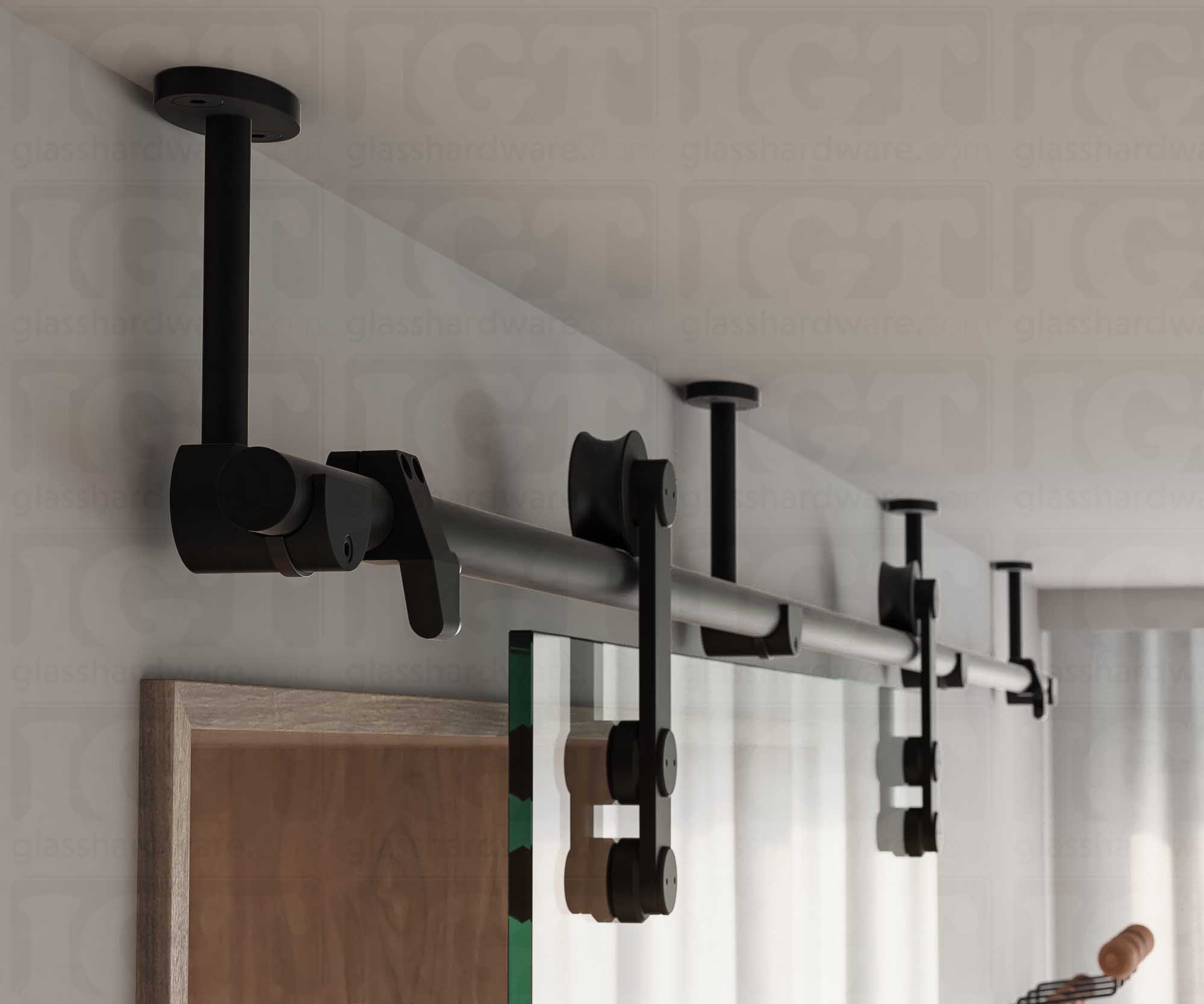 Ceiling Mount Bracket for Barn Door - Matte Black - Image 5
