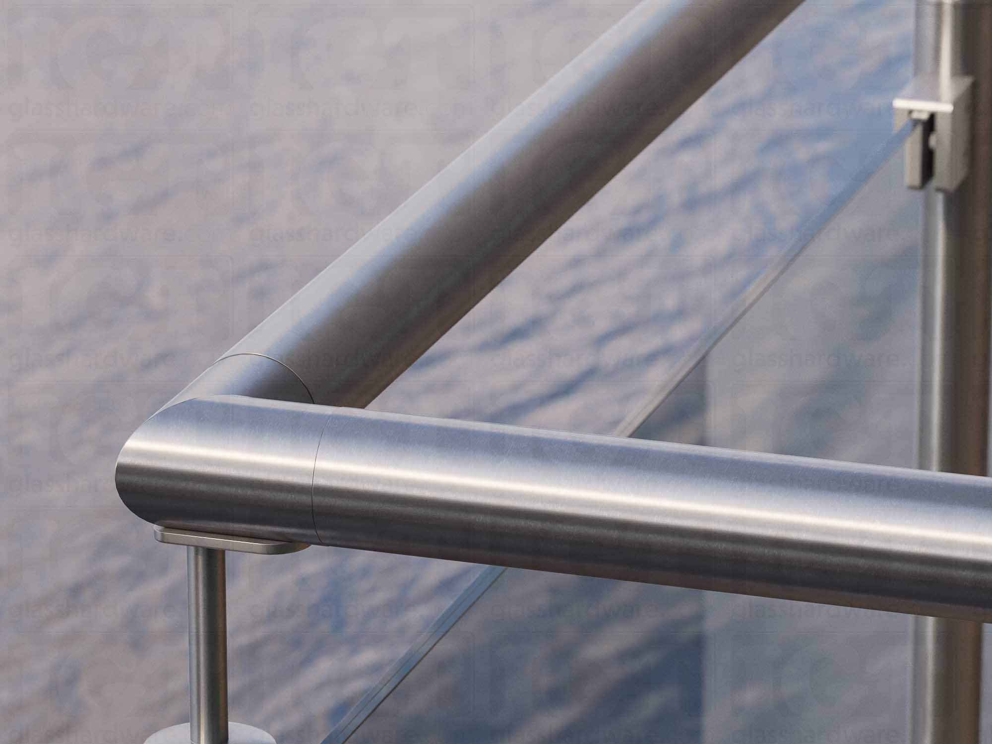 Round 90 Degree Elbow for Handrail - Brushed Stainless - Image 3