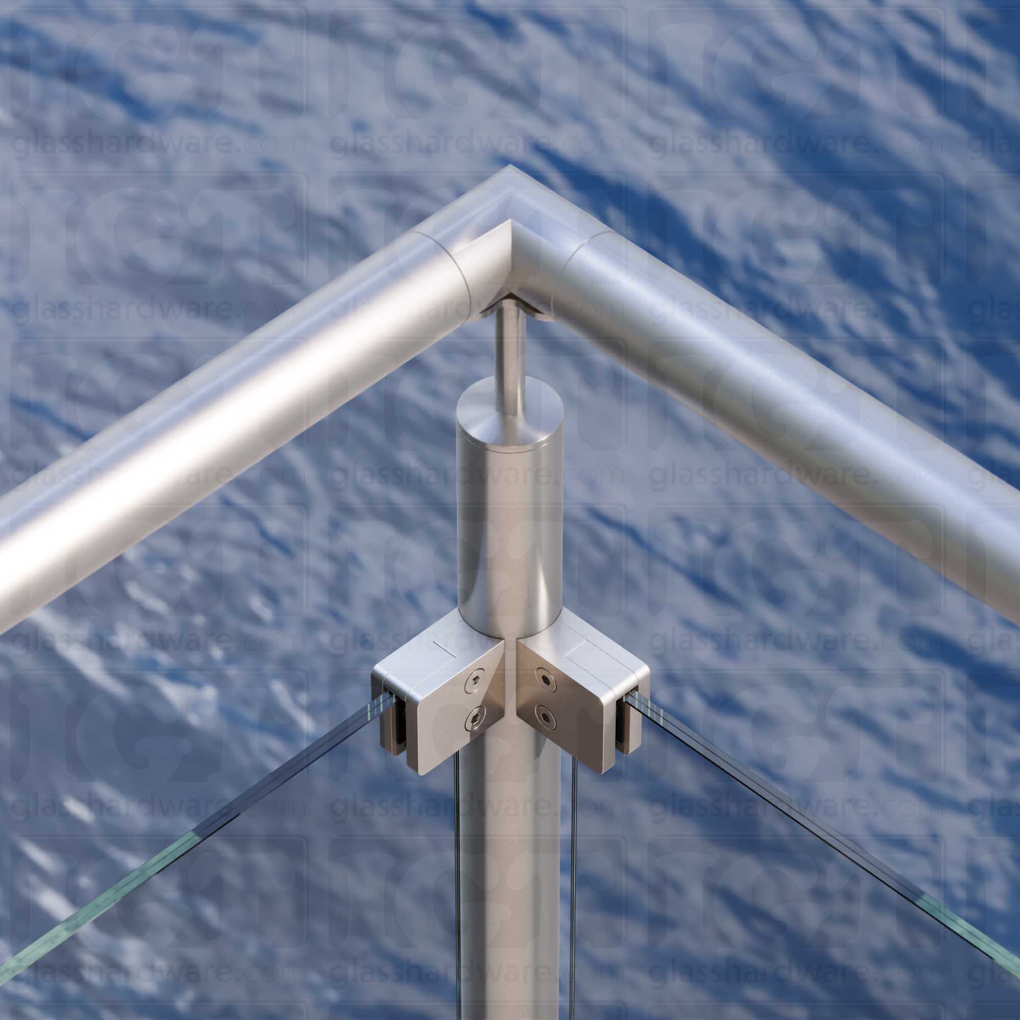 Glass Clamp for Round Post - Brushed Stainless - Image 5