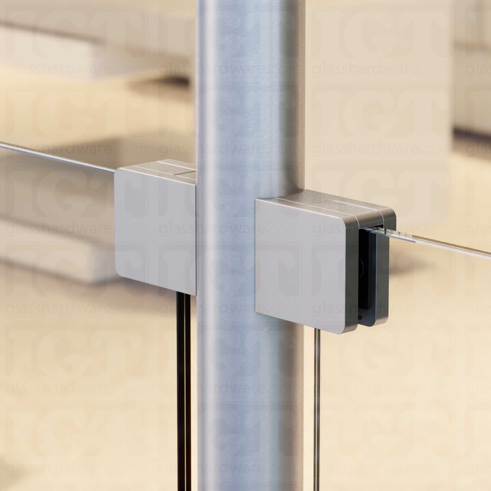 Glass Clamp for Round Post - Brushed Stainless - Image 3