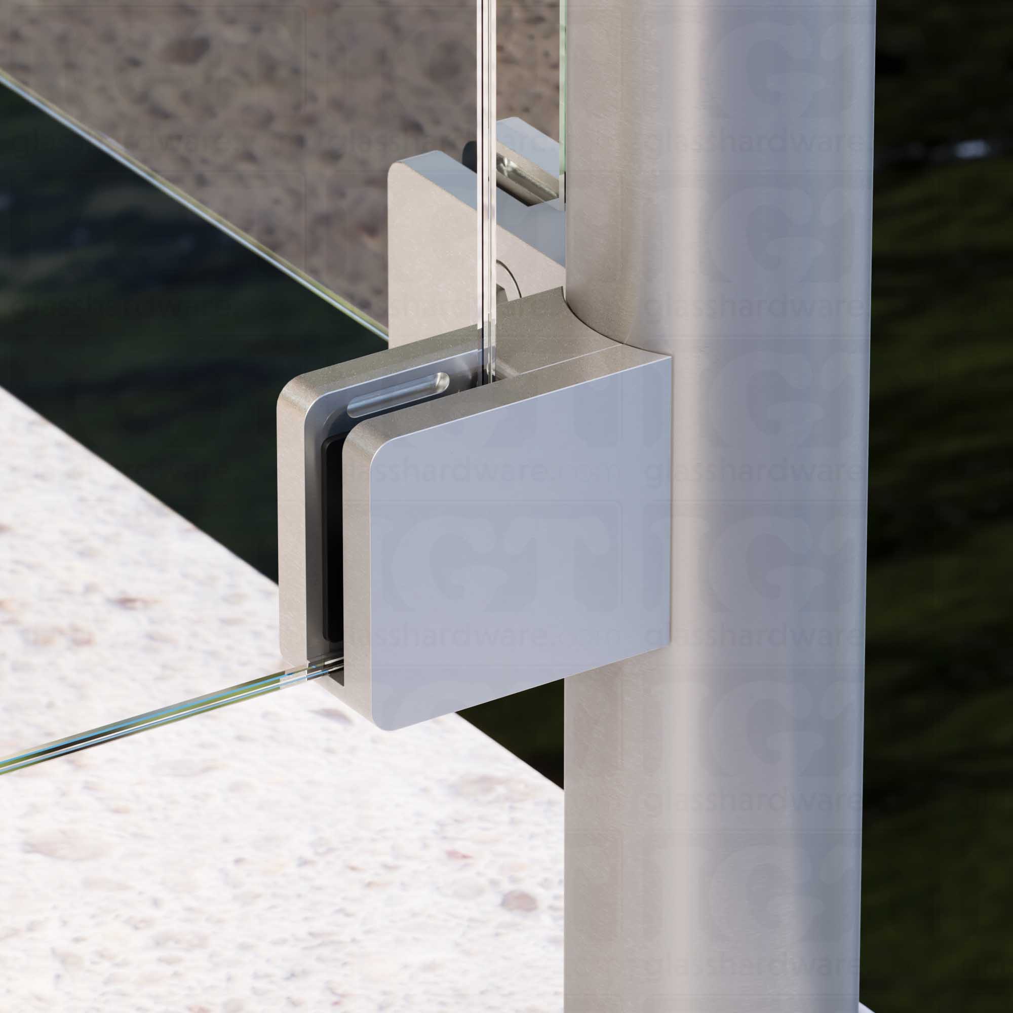 Glass Clamp for Round Post - Brushed Stainless - Image 4