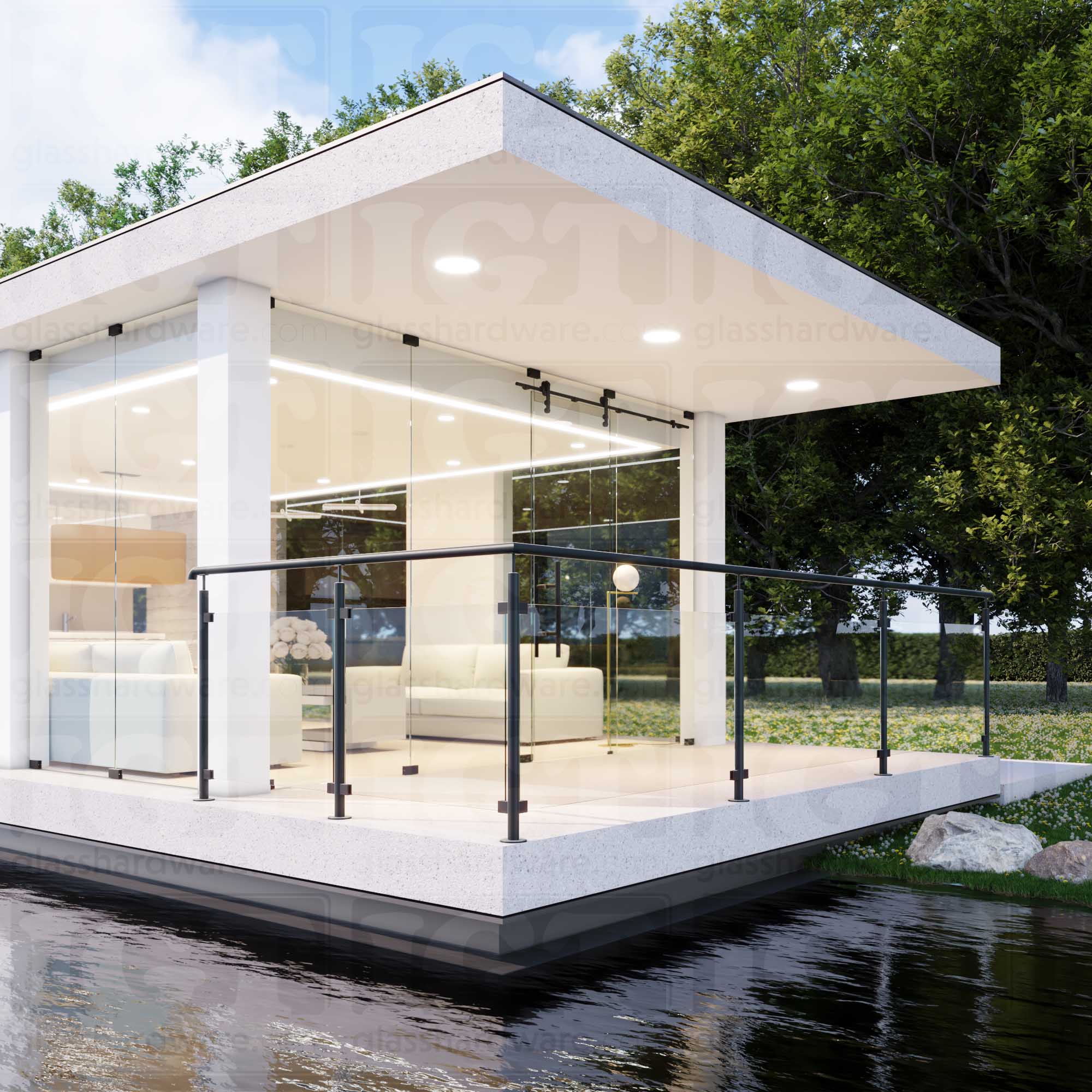 Glass Clamp for Round Post - Matte Black - Image 2