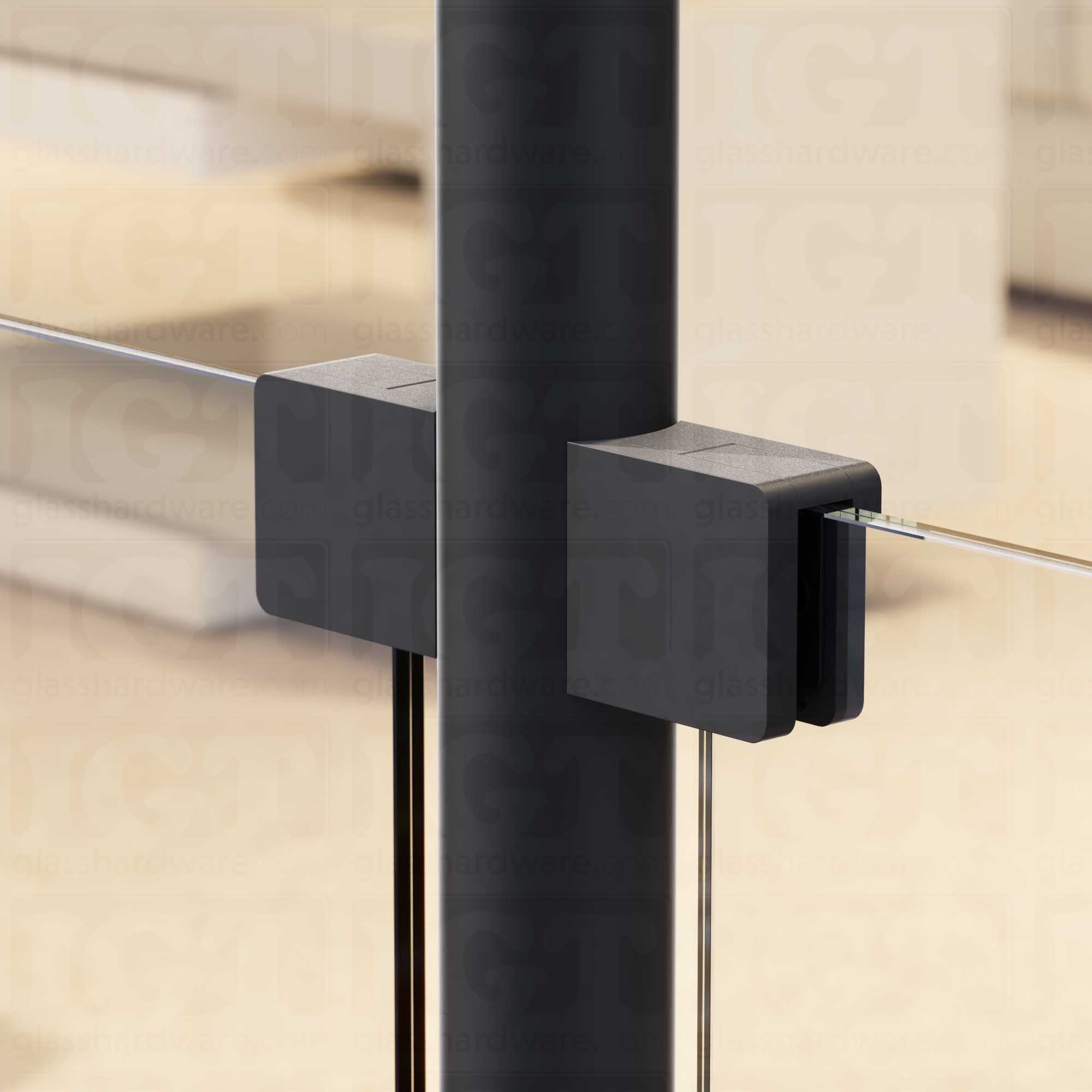 Glass Clamp for Round Post - Matte Black - Image 3