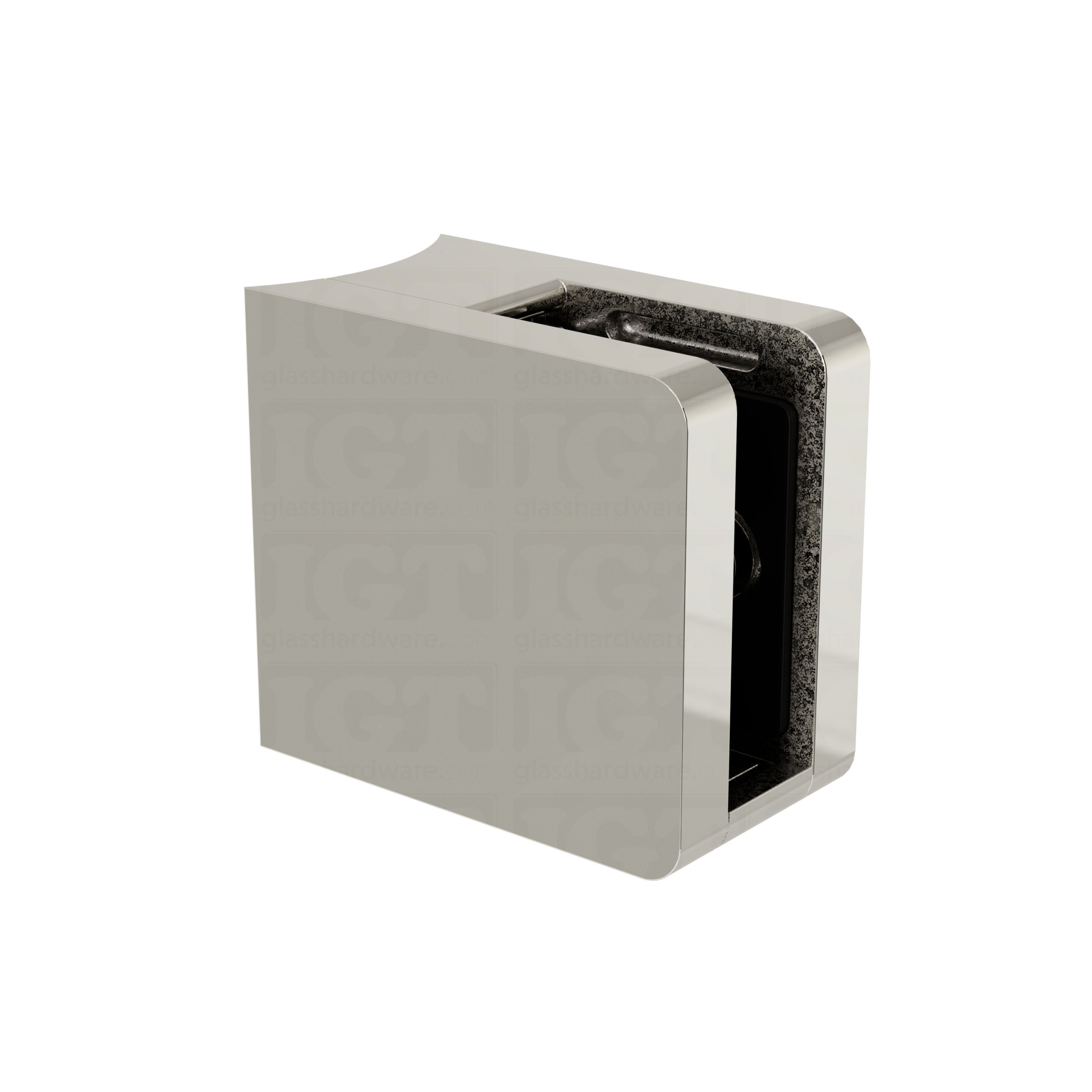 Glass Clamp for Round Post - Polished Stainless