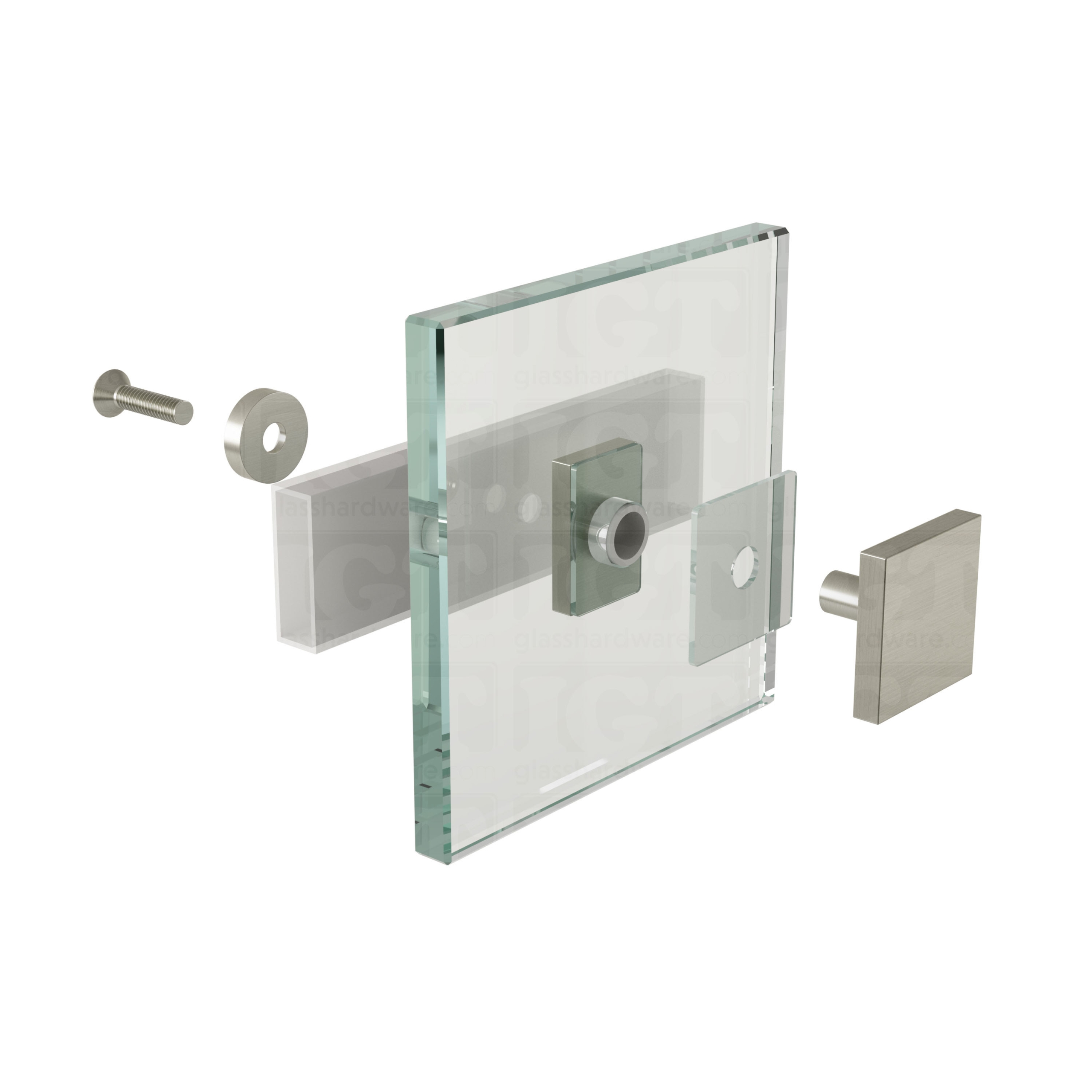 Glass to Track Connector for SQ Roller System - Brushed Stainless - Image 7