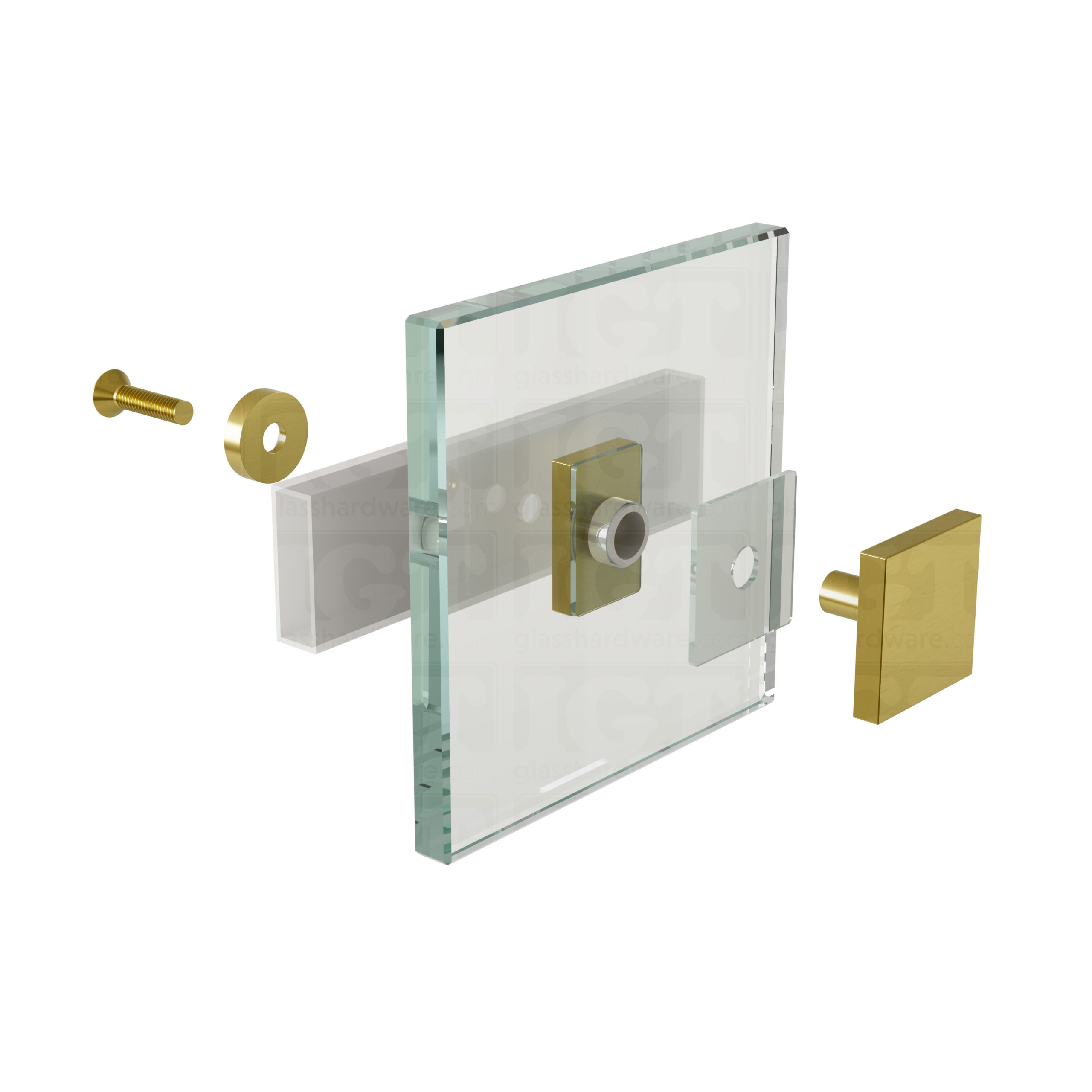 Glass to Track Connector for SQ Roller System - Gold Brushed - Image 7