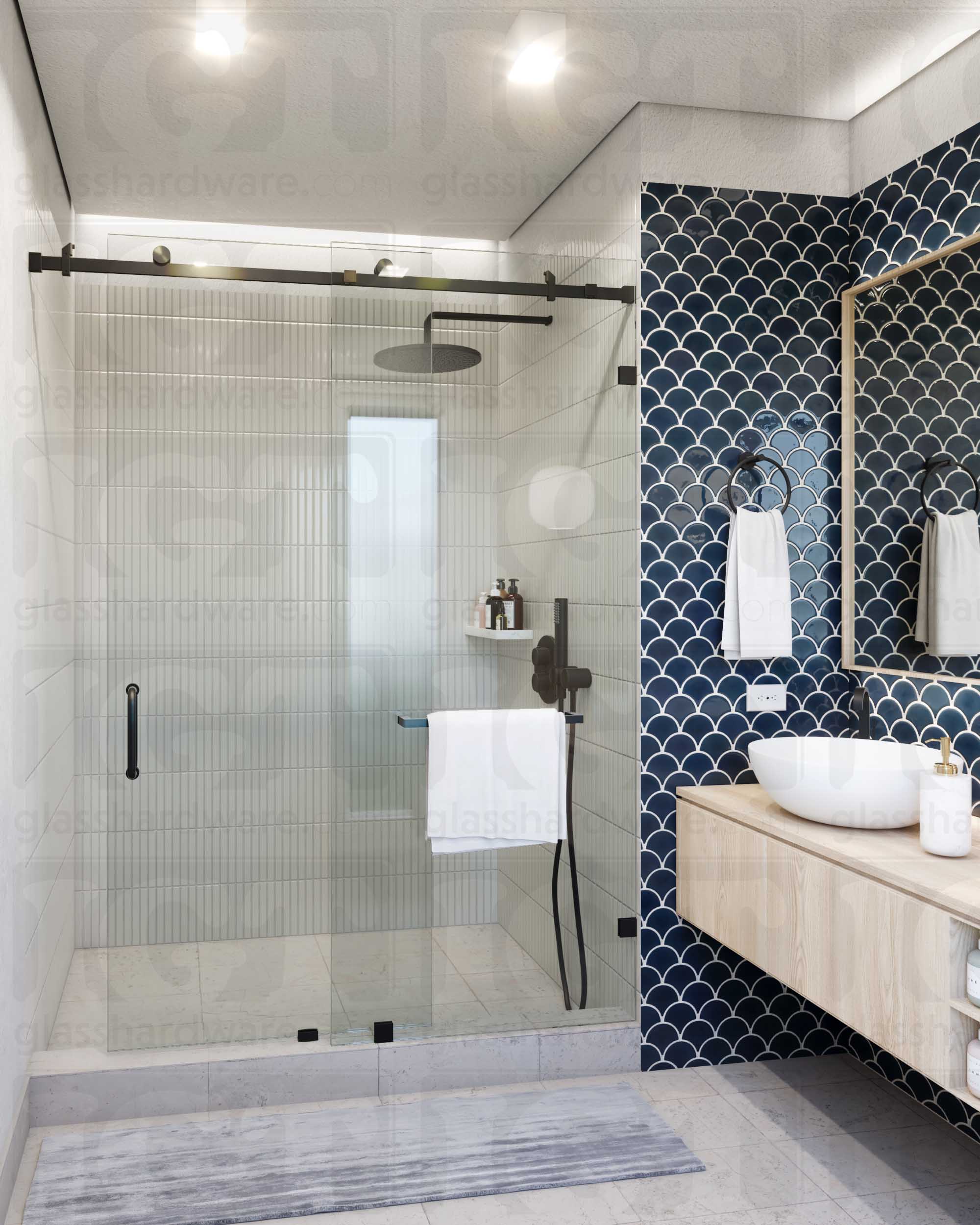 Glass to Track Connector for SQ Roller System - Matte Black - Image 2