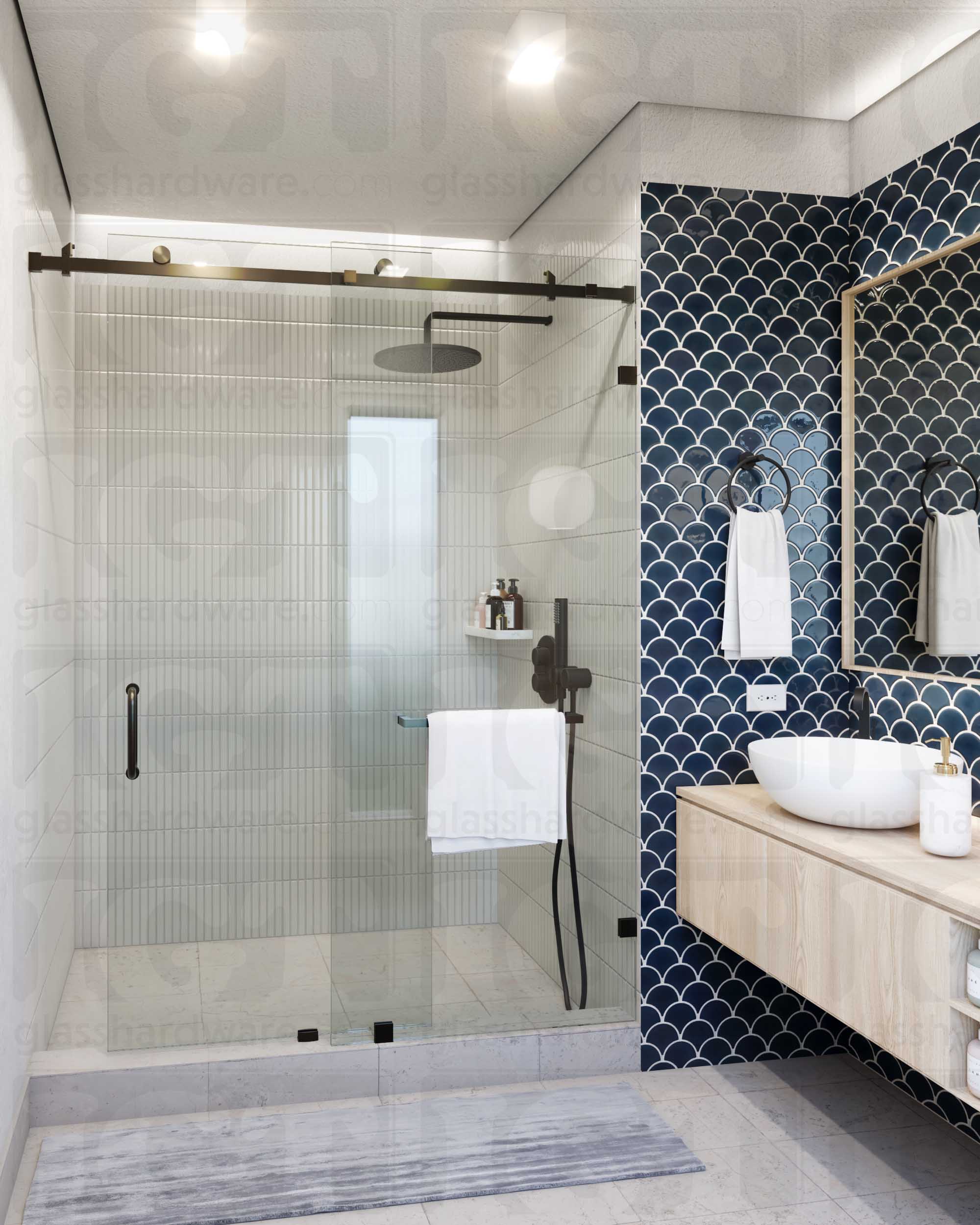 Glass to Track Connector for SQ Roller System - Oil Rubbed Bronze - Image 2