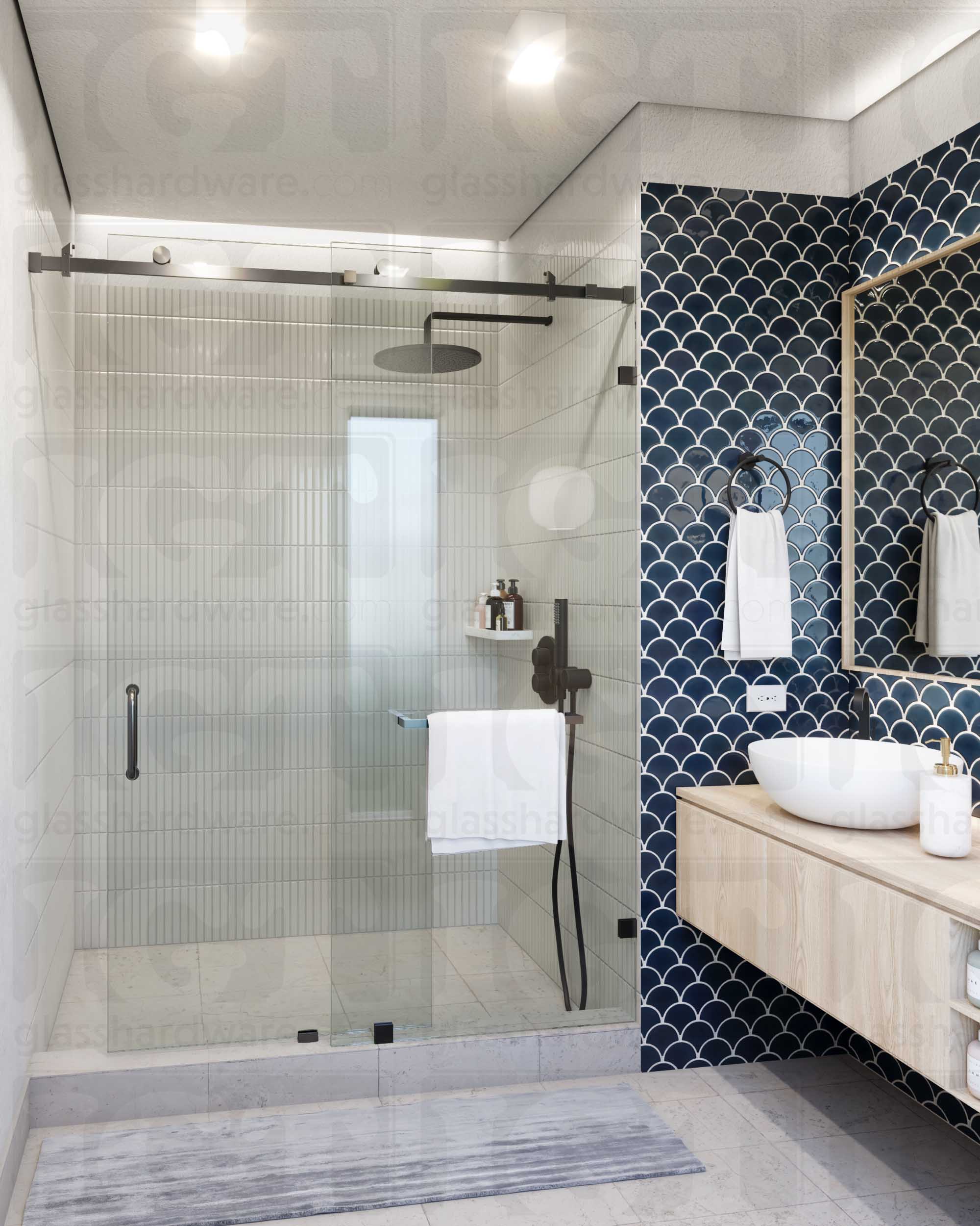 Glass to Track Connector for SQ Roller System - Polished Gun Metal - Image 2