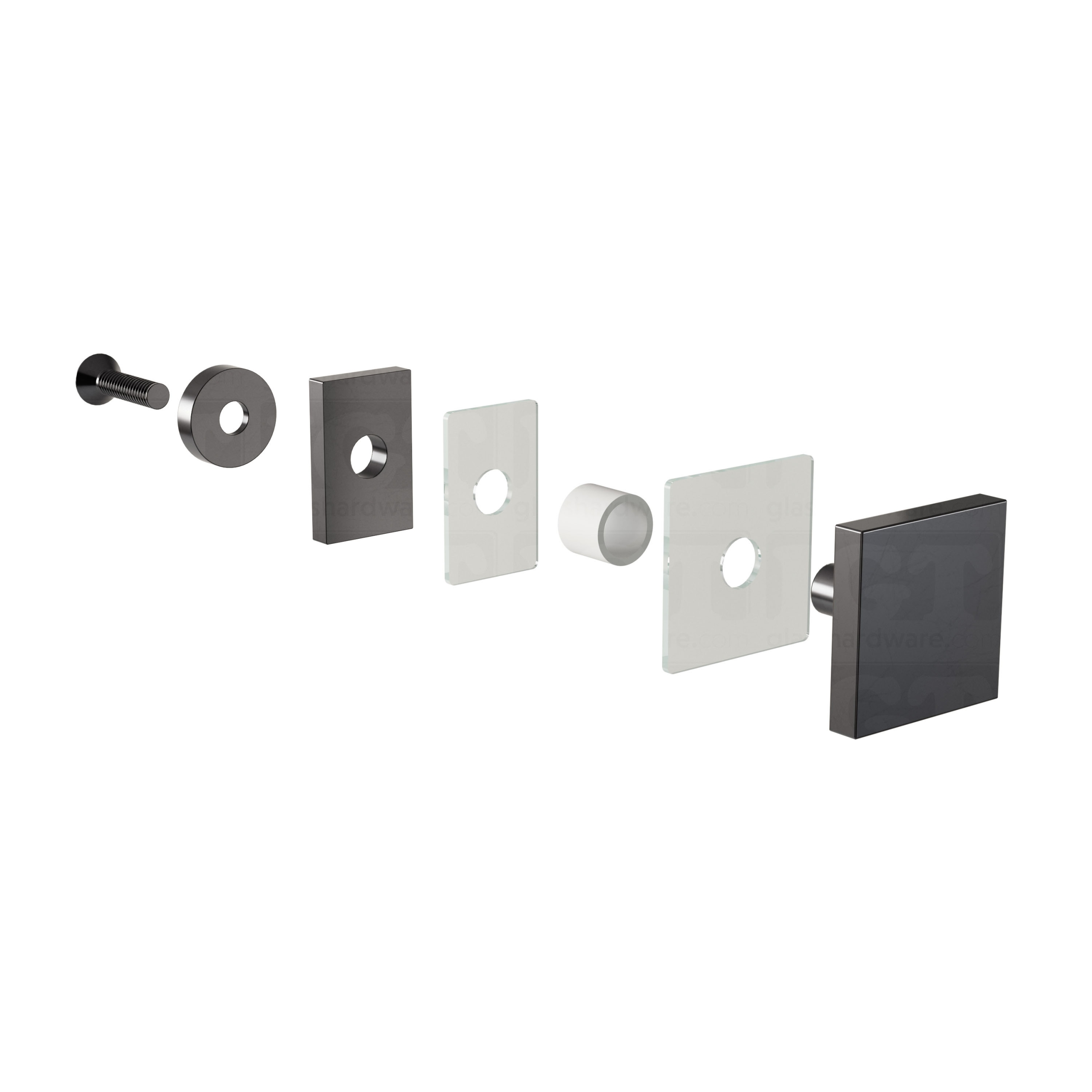 Glass to Track Connector for SQ Roller System - Polished Gun Metal - Image 6