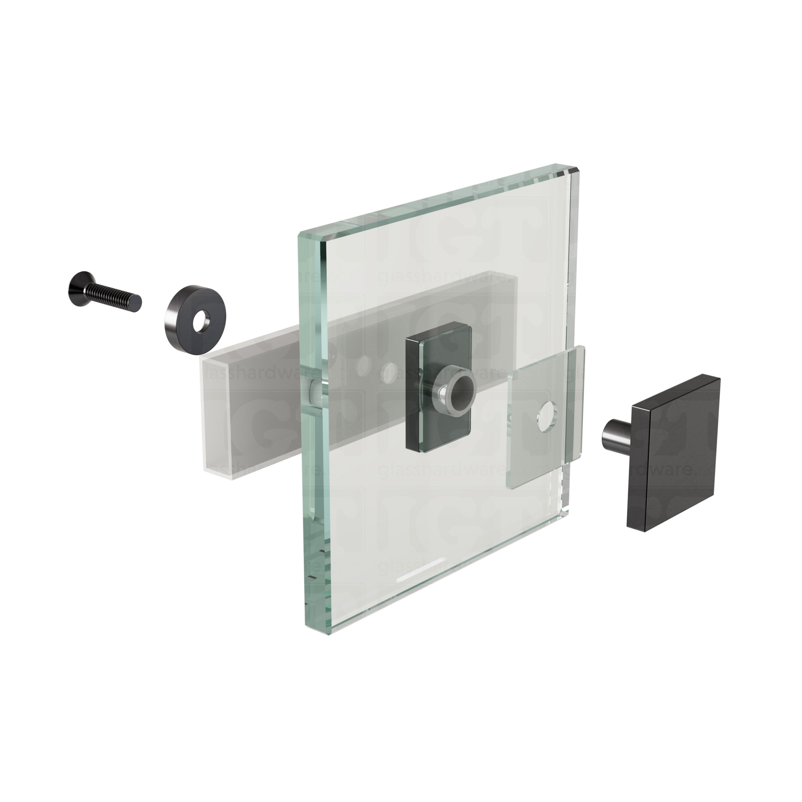 Glass to Track Connector for SQ Roller System - Polished Gun Metal - Image 7
