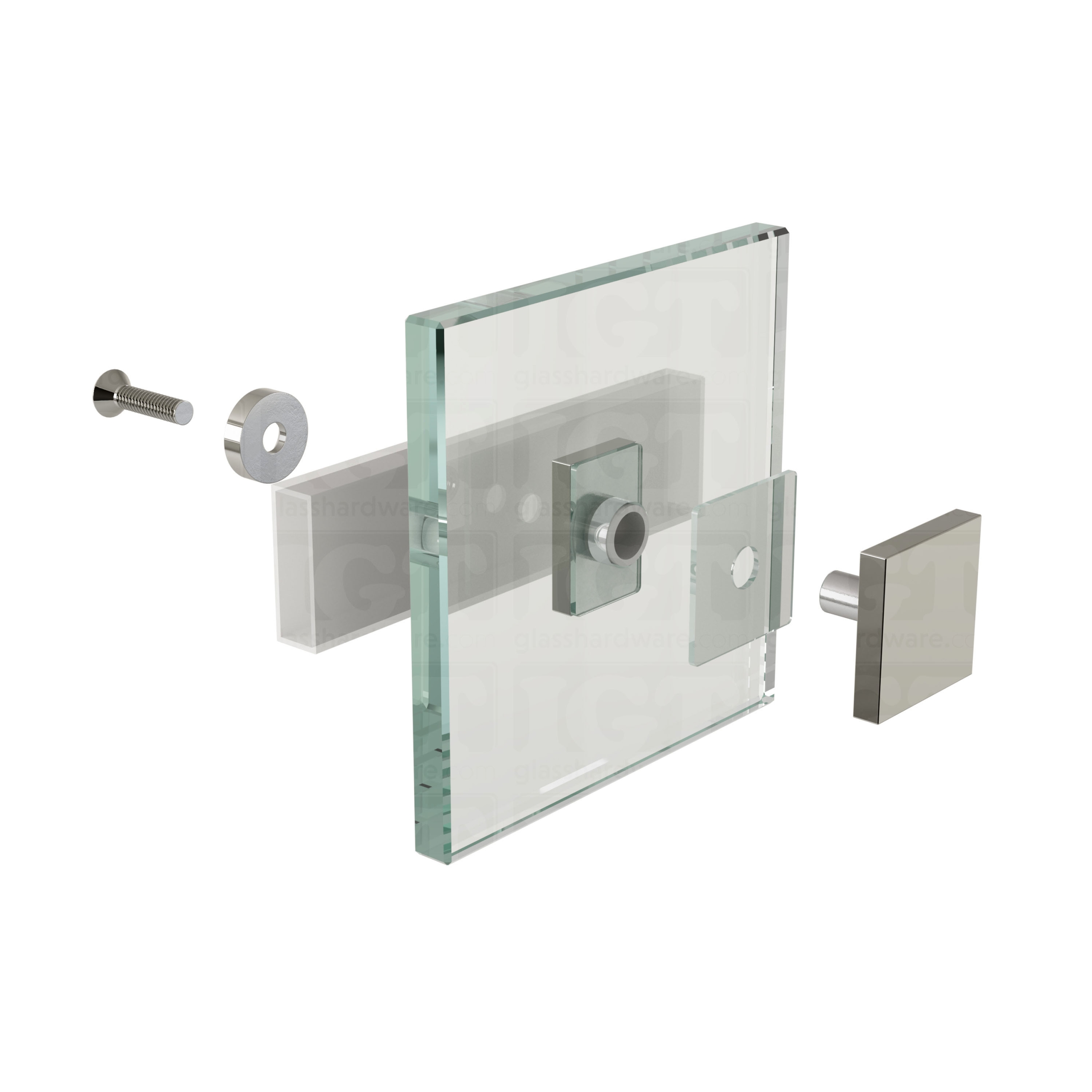 Glass to Track Connector for SQ Roller System - Polished Stainless - Image 7