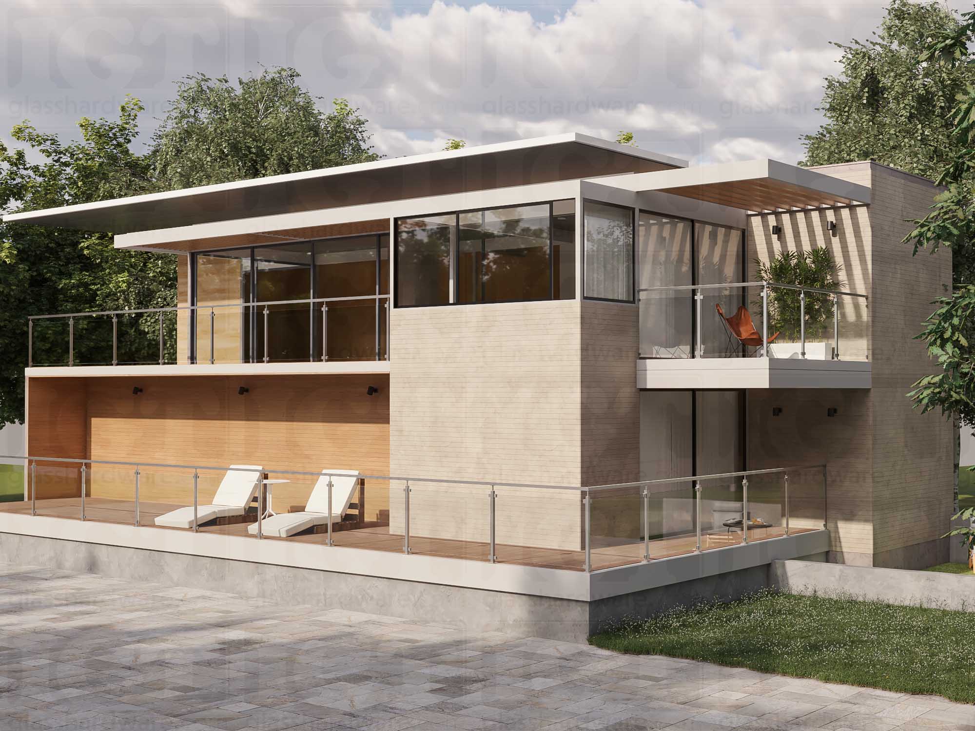 Glass Clamp for Square Post - Brushed Stainless - Image 3