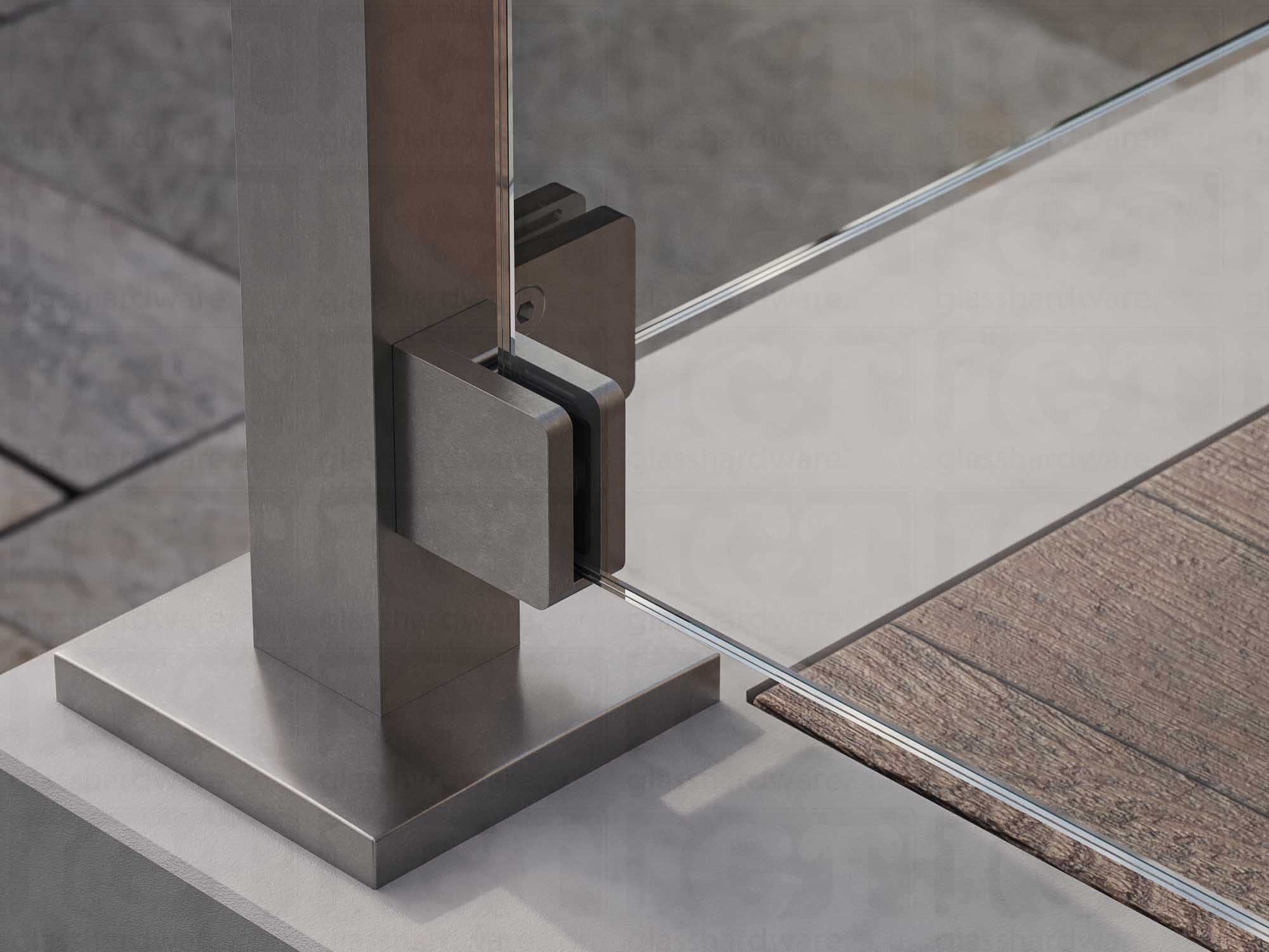 Glass Clamp for Square Post - Brushed Stainless - Image 4