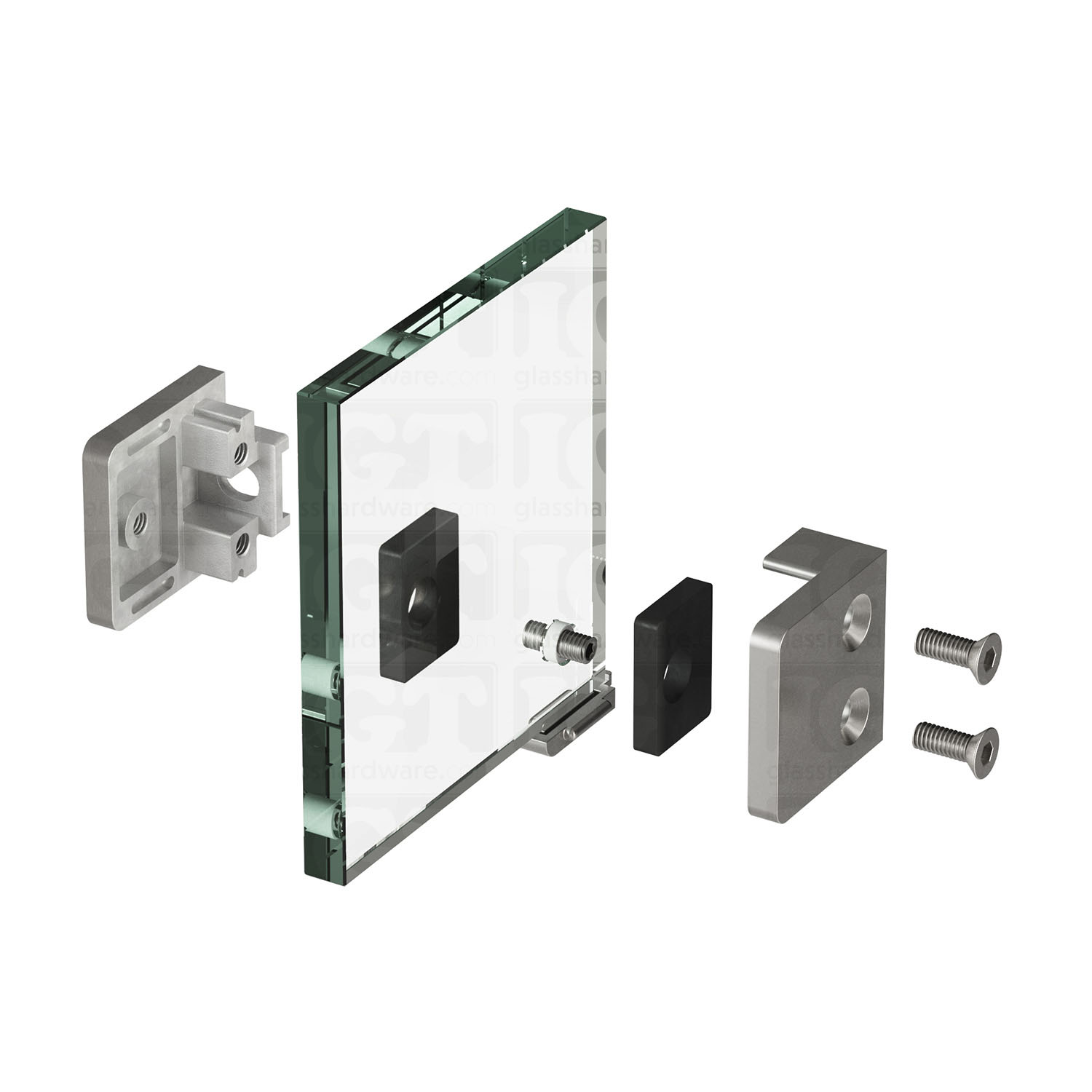 Glass Clamp for Square Post - Brushed Stainless - Image 8