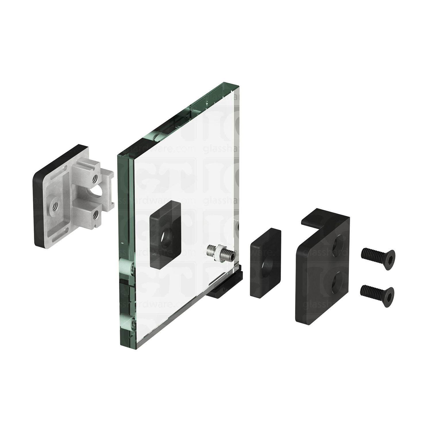 Glass Clamp for Square Post - Matte Black - Image 8