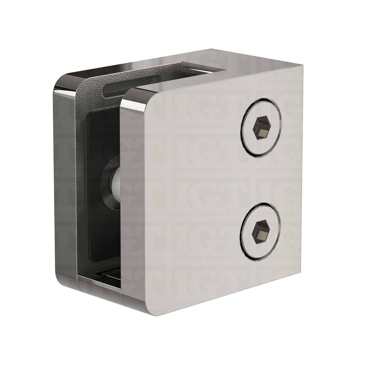 Glass Clamp for Square Post - Polished Stainless - Image 2