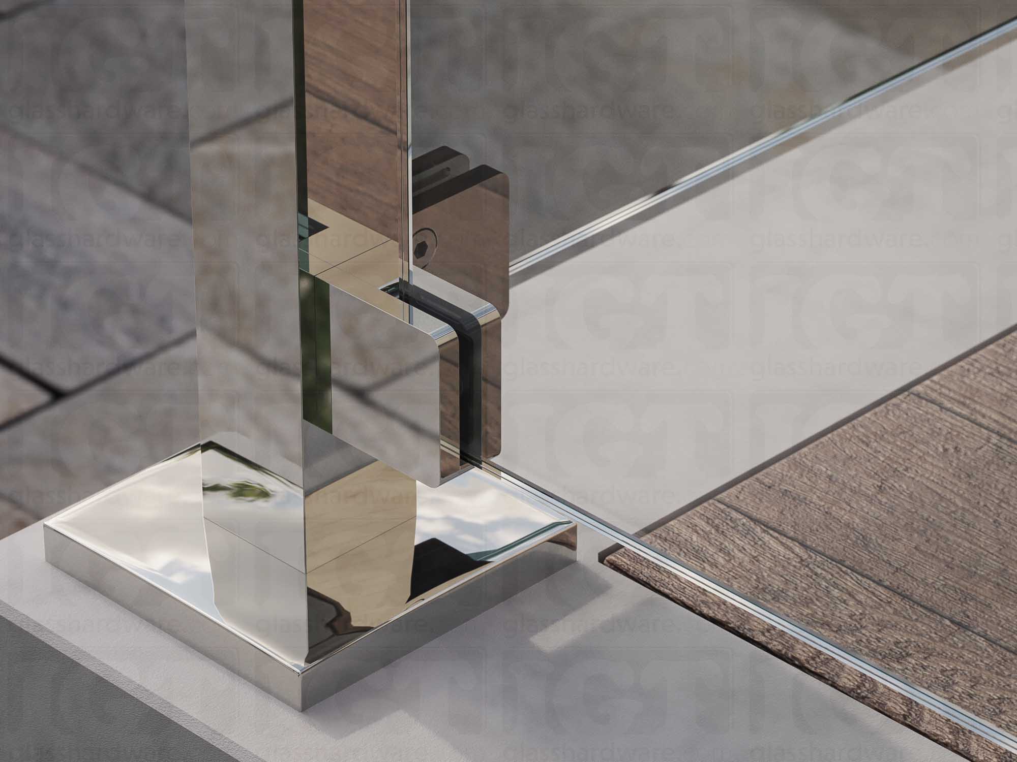 Glass Clamp for Square Post - Polished Stainless - Image 4
