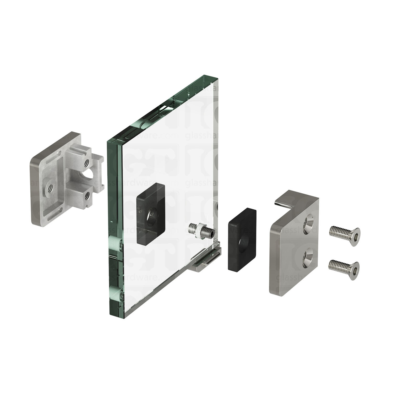 Glass Clamp for Square Post - Polished Stainless - Image 8